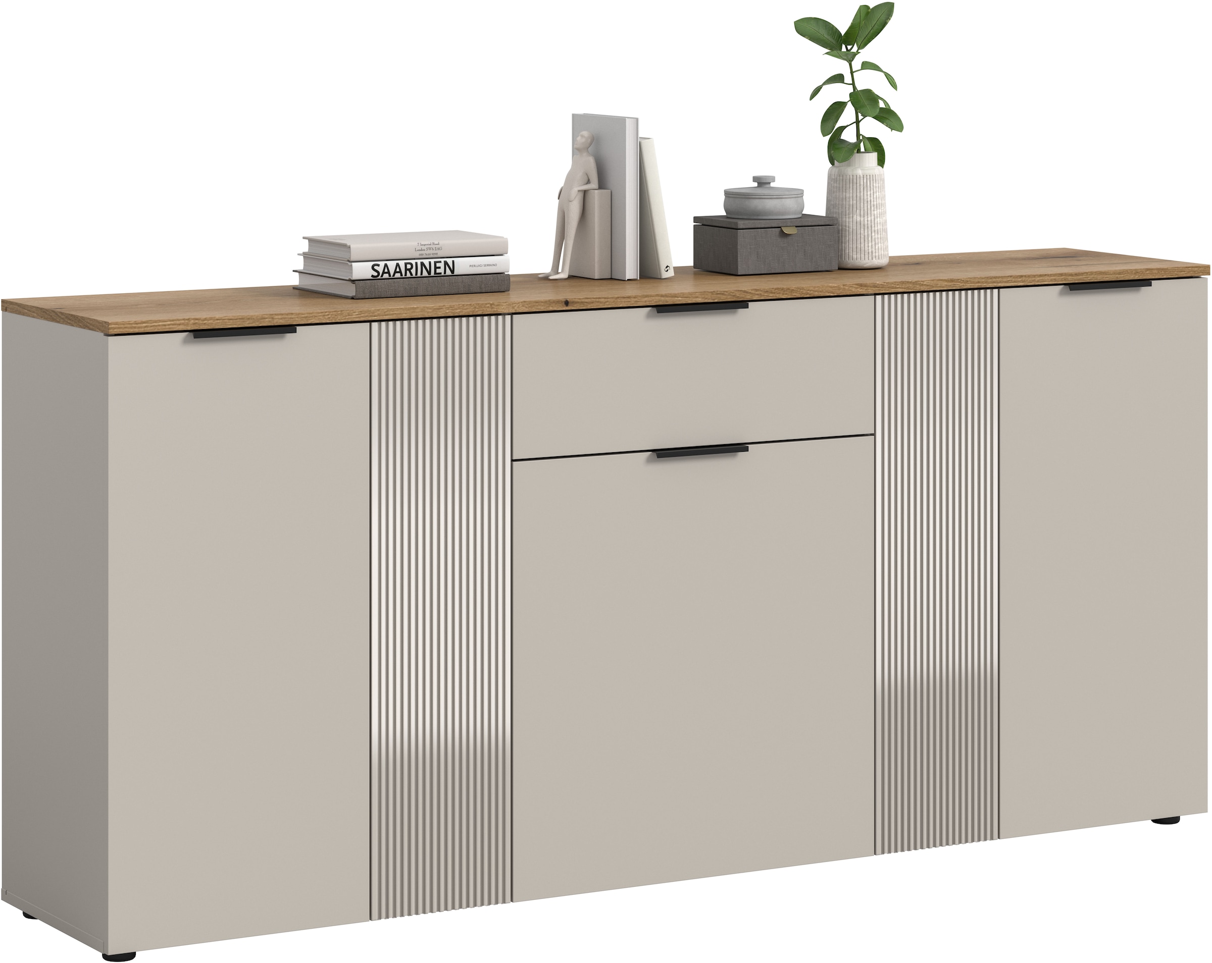Home affaire Sideboard "EDIL, Breite 140 cm, 2 Türen, 4 Schubkästen, 2 Einlegeböden, 3 Fächer" Garderobenschrank, Schuhschrank, Schuhkommode, Kommode, Anrichte
