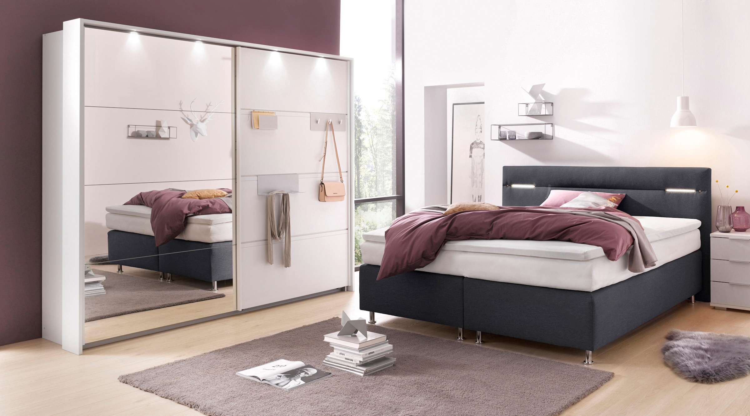 Westfalia Schlafkomfort Boxspringbett, wahlweise mit LED-Beleuchtung