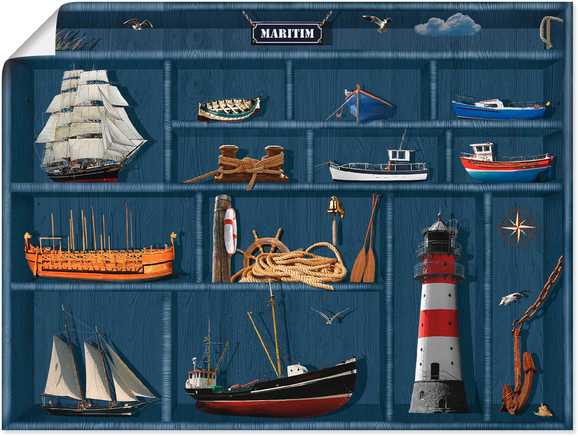 Artland Wandbild »Der maritime Setzkasten«, Arrangements, (1 St.), als Leinwandbild, Poster, Wandaufkleber in verschied. Größen