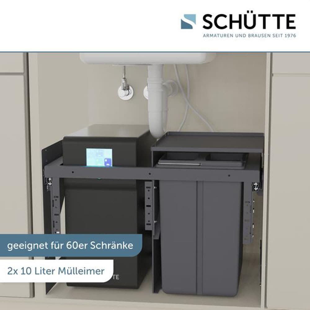 Schütte Mülltrennsystem »Aquastar«, 2 Behälter, zum Einbau, 60cm, 2 Fächer, Auszug, Deckel