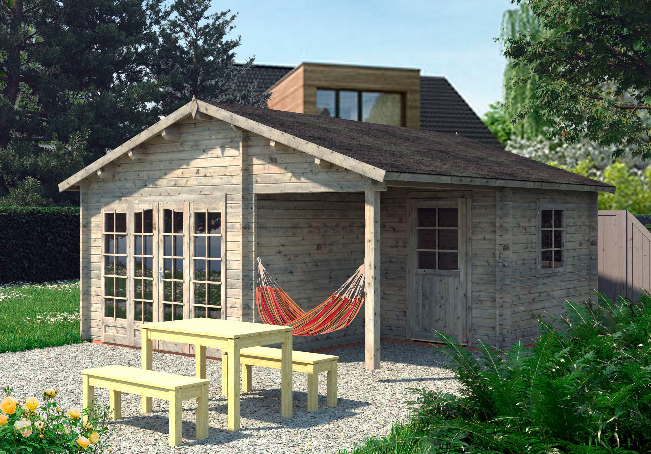 Palmako Gartenhaus "Irene", 21,9+5,2 qm günstig online kaufen