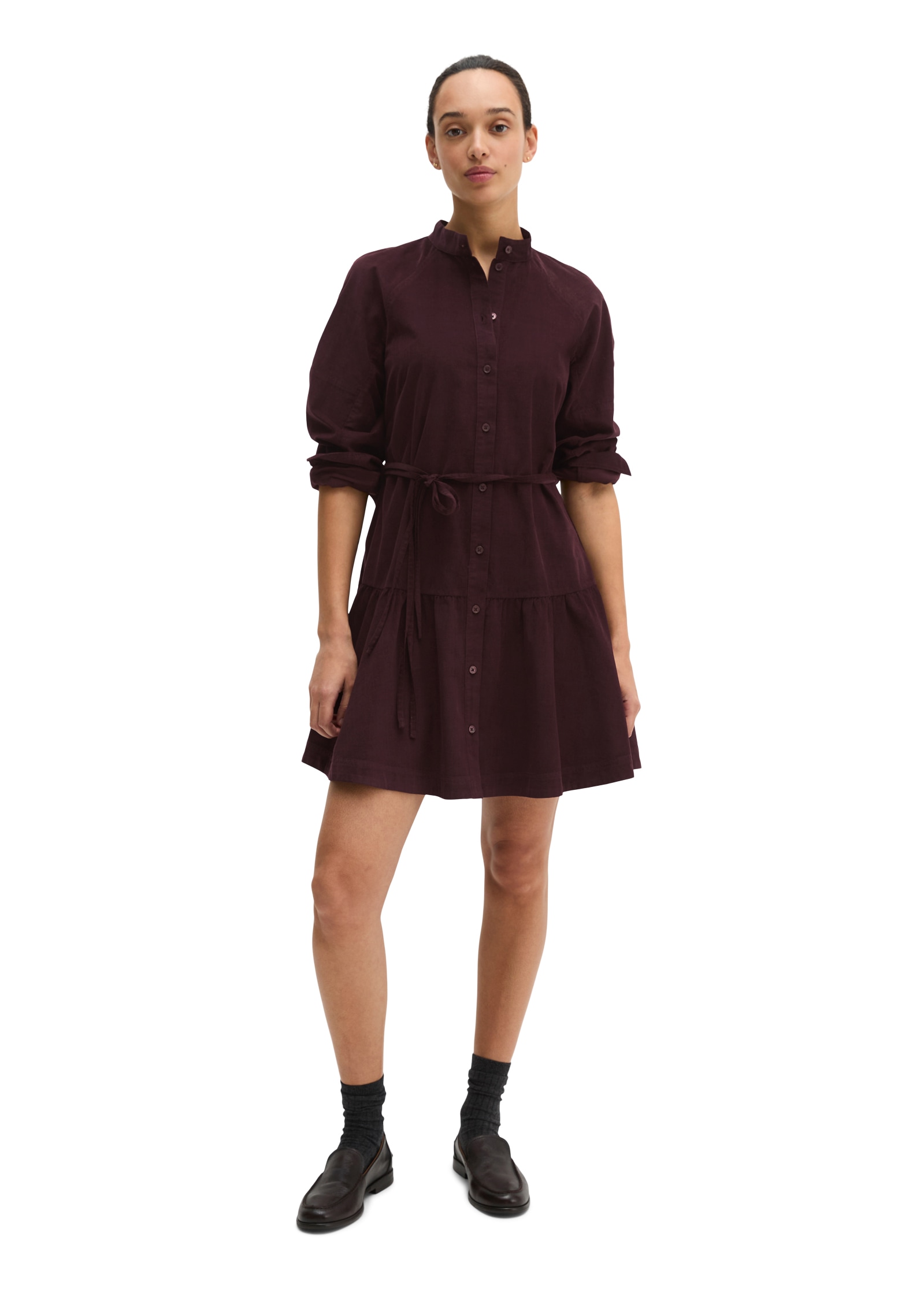 Marc O'Polo Cordkleid mit Bindegürtel, Flared Fit