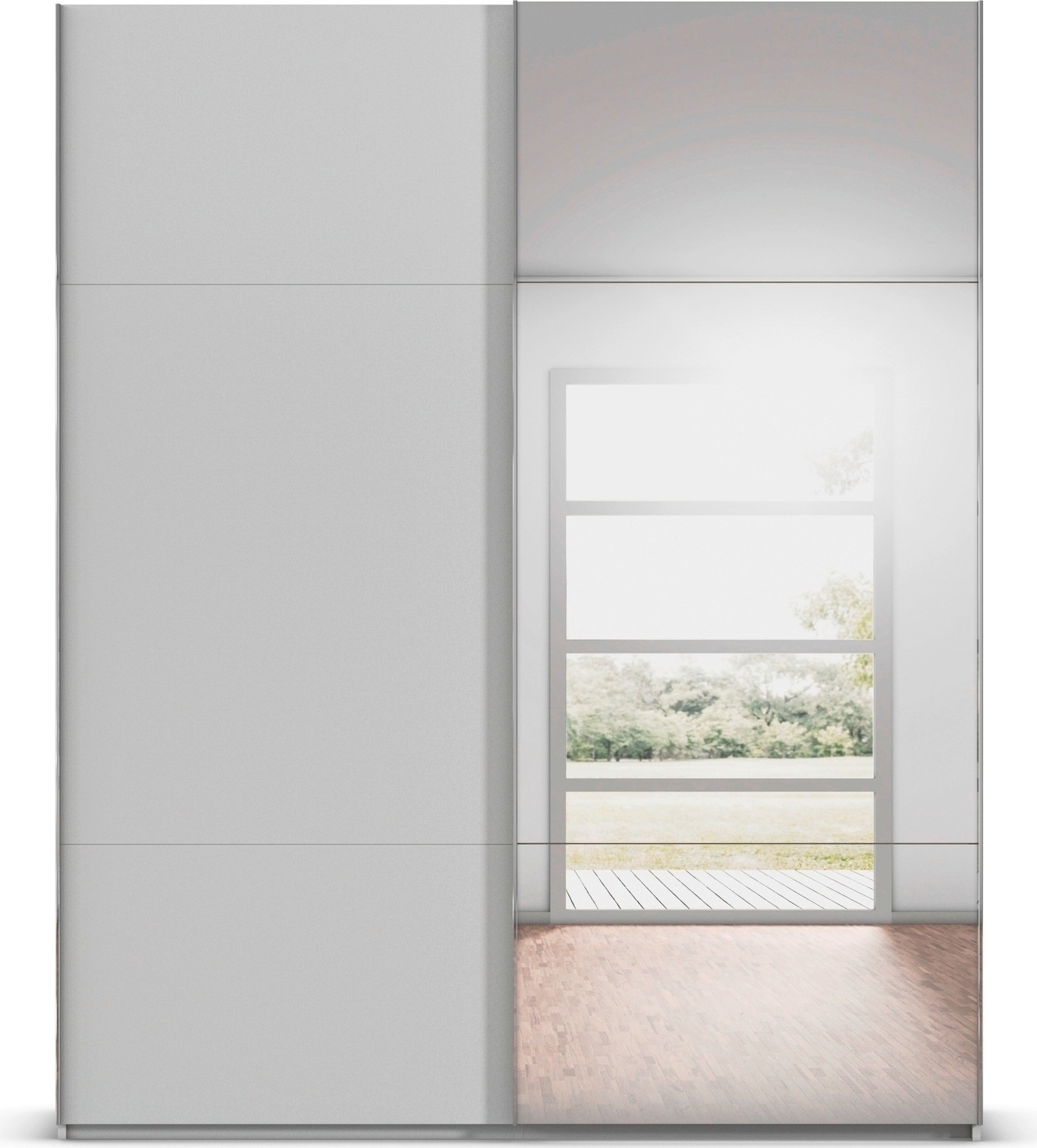 rauch Schwebetürenschrank »Kleiderschrank Schrank Garderobe Schlafzimmerschrank CONTIDO«, (in 3 verschiedenen Ausstattungen BASIC/CLASSIC/PREMIUM), aus hochwertigem Material in 6 Breiten 2 Griff-Farben MADE IN GERMANY