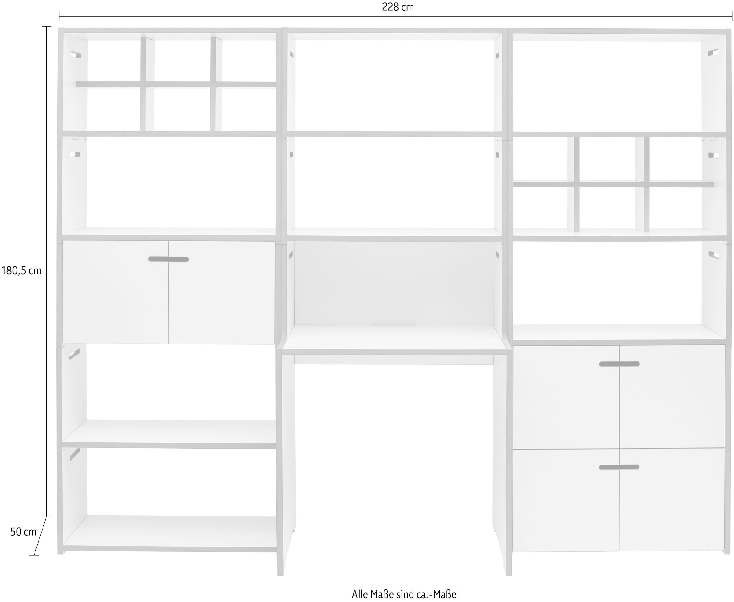 Tojo Büro-Set »schreib & hochstapler Wand-Set«, (Set, 19 tlg.), in zwei Farben, mit integriertem Arbeitsplatz, Breite/Höhe228/180,5 cm