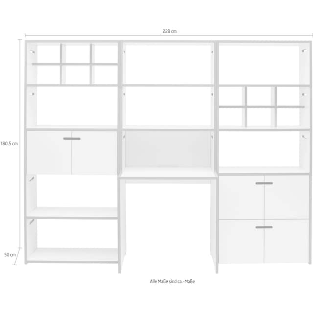 Tojo Büro-Set »schreib & hochstapler Wand-Set«, (Set, 19 St.), in zwei  Farben, mit integriertem Arbeitsplatz, Breite/Höhe228/180,5 cm bestellen |  BAUR