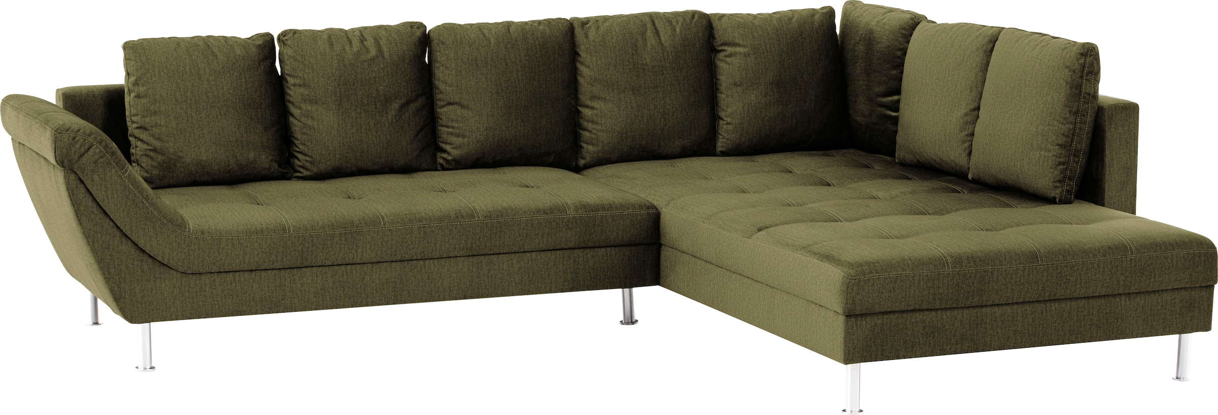 exxpo - sofa fashion Ecksofa »Laconi, extravagantes Designsofa mit tollem Sitzkomfort, L-Form«, in hochwertiger Detailverarbeitung, bequeme Armlehne, hoher Fuß