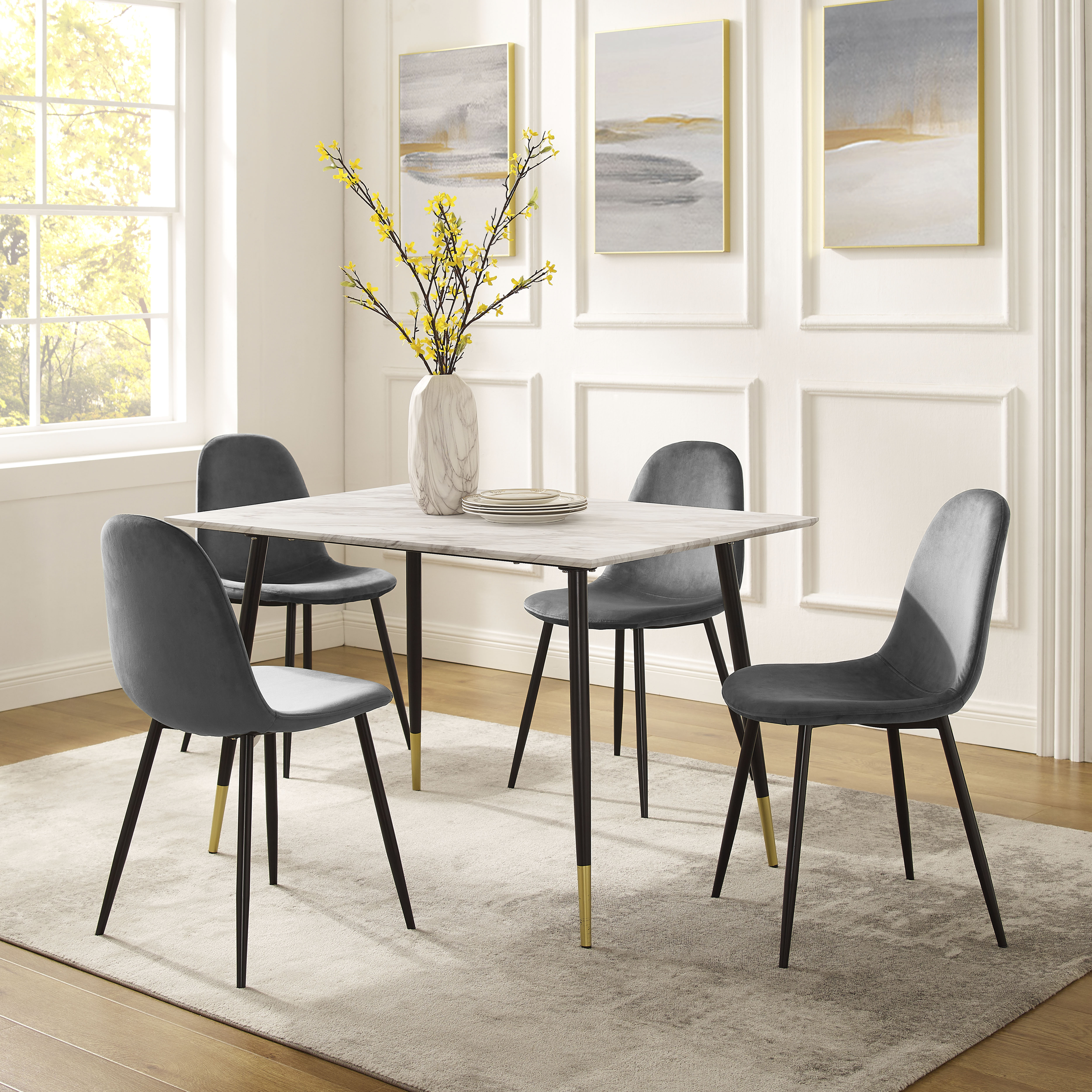 Glastisch mit 5 Stühlen tlg.), Eckiger (Kunststoffschale) INOSIGN BAUR »Miller«, | 4 Essgruppe (Set, bestellen