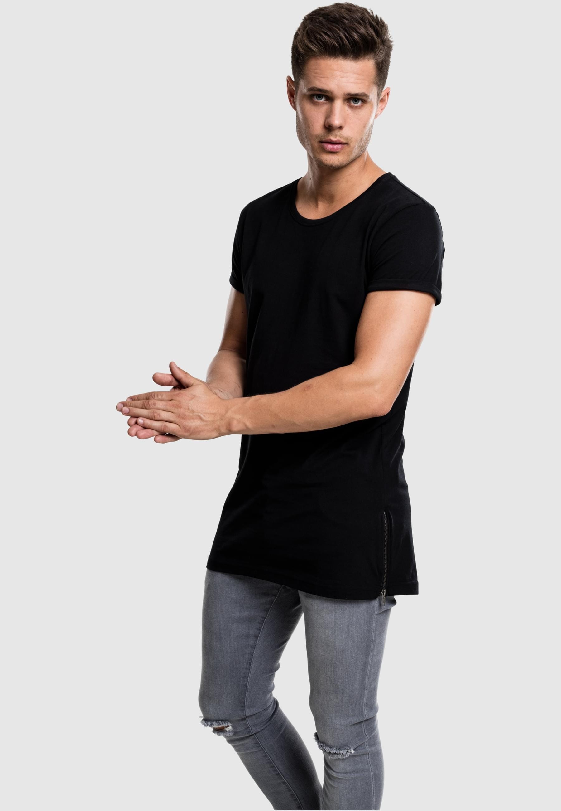 URBAN CLASSICS T-Shirt »Urban Classics Herren Long Shaped Side Zip Tee«, (1 tlg.)