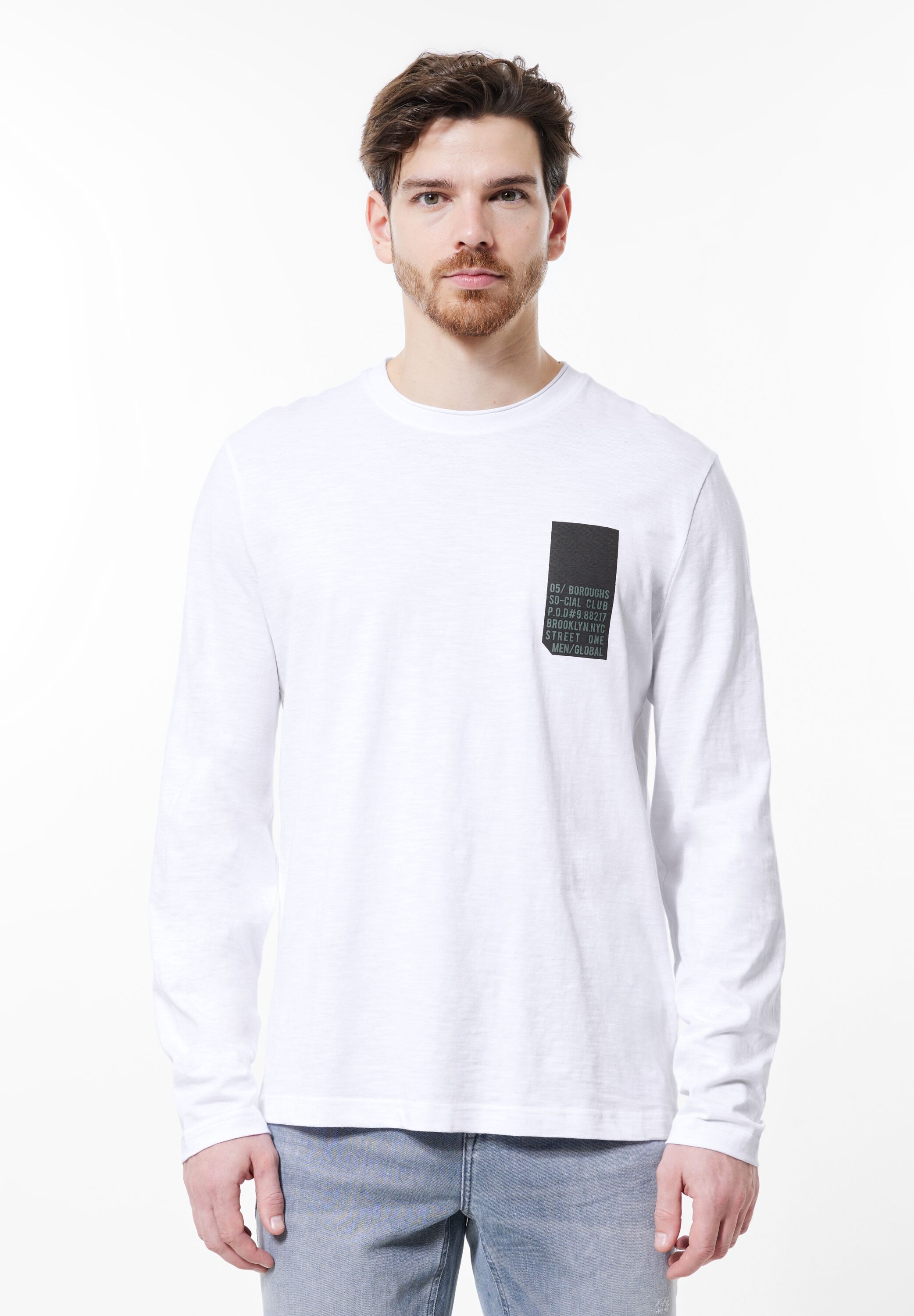 STREET ONE MEN Langarmshirt, in Unifarbe günstig online kaufen