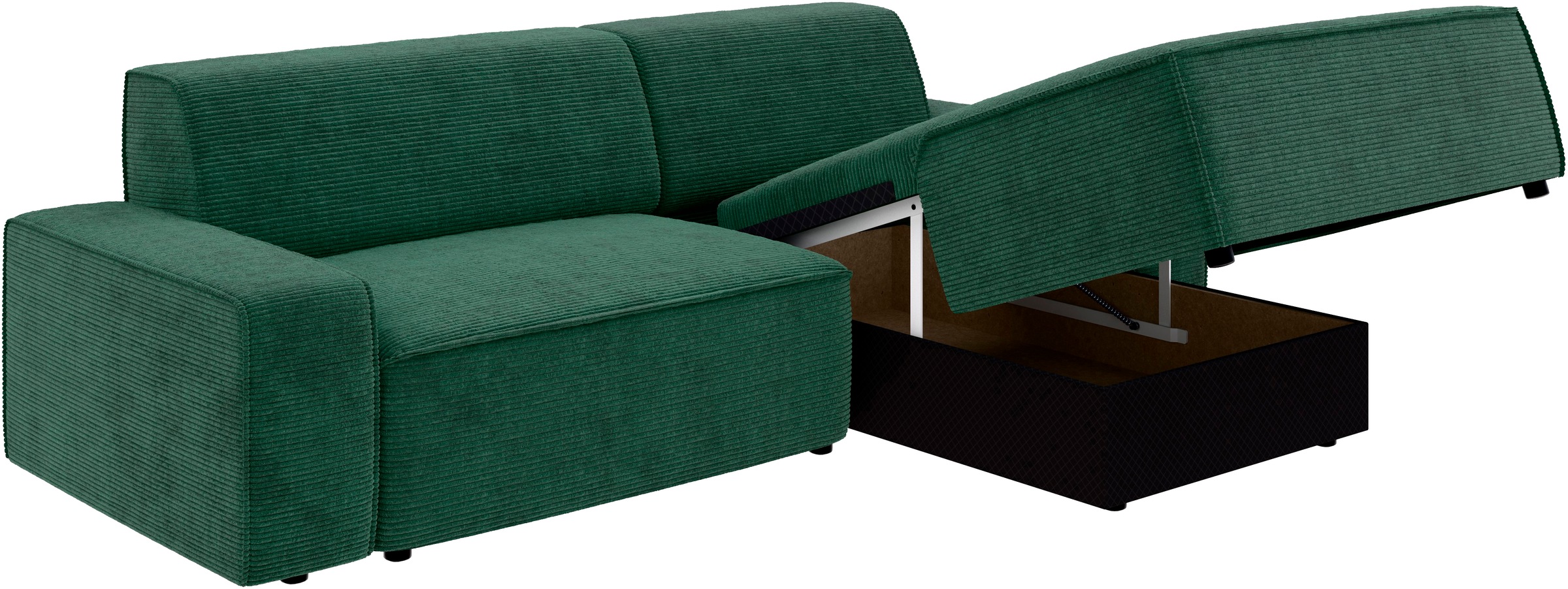 TRENDMANUFAKTUR Ecksofa »Graz, wahlweise mit Sitzvorschub und Bettkasten, L-Form, Breite 246 cm«, in Cord-, haustierfreundlichem LEO Struktur- oder LUMOS-3D-Bezug