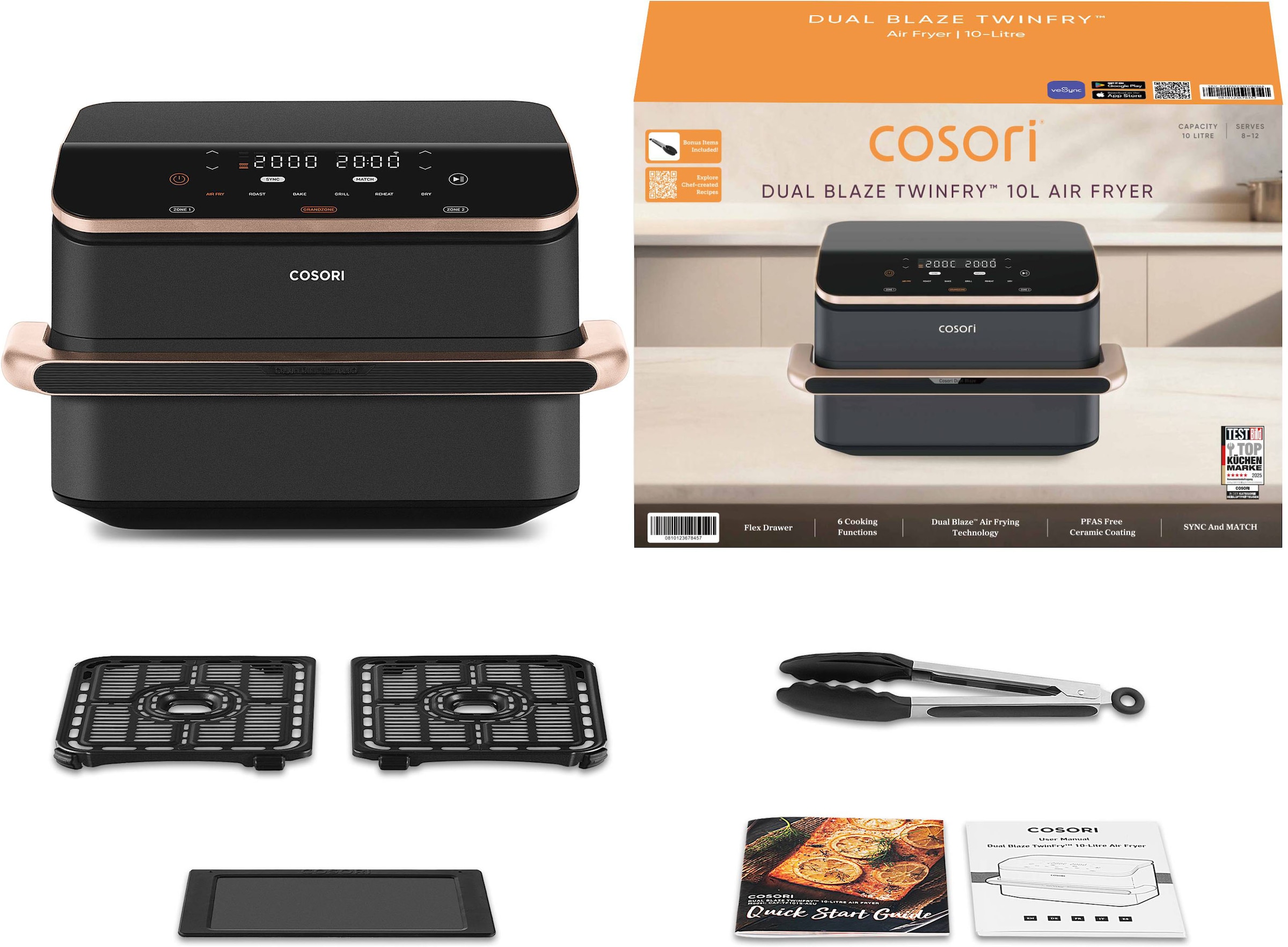 Cosori Heißluftfritteuse »CAF-TF101S-AEUR« 2800 W