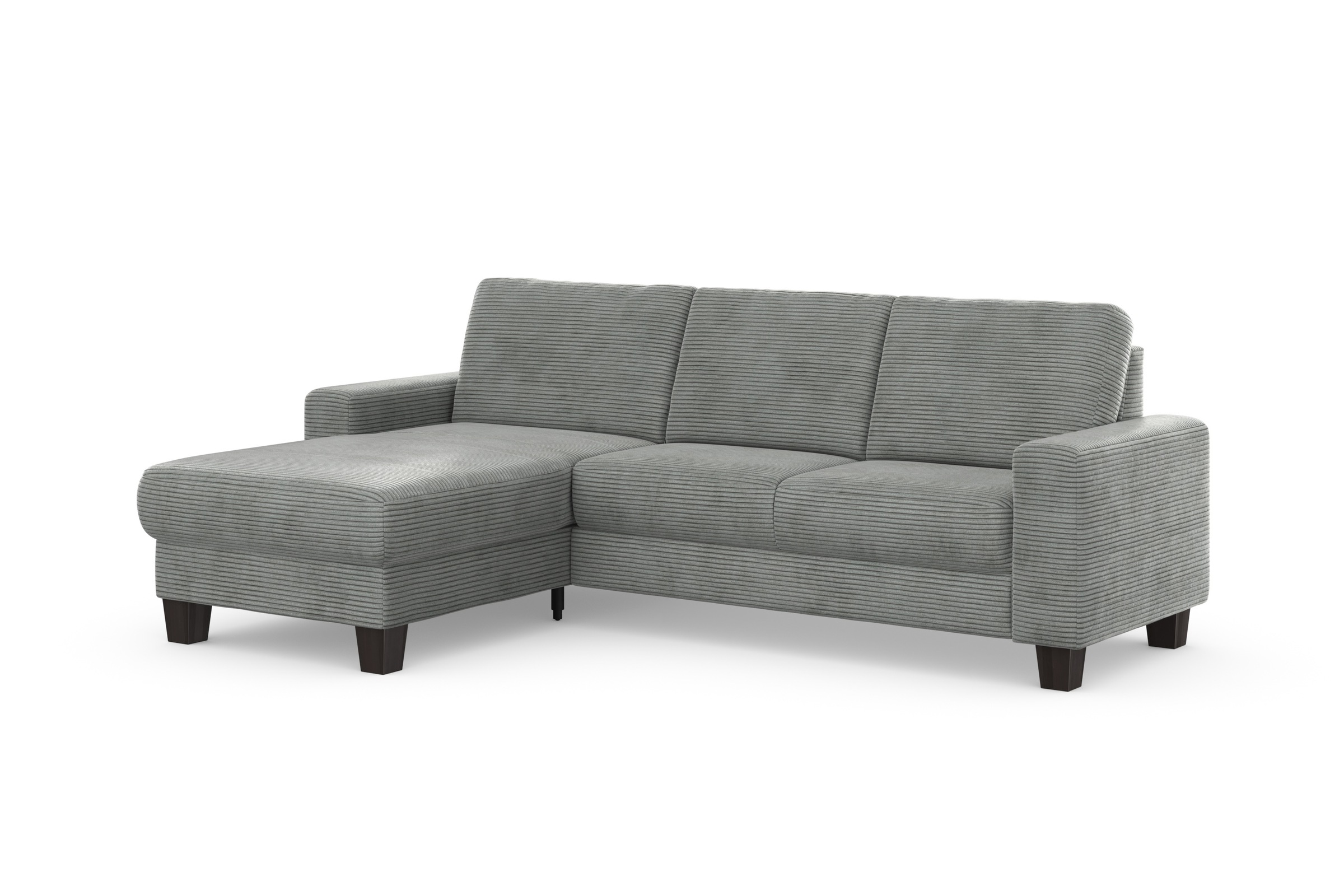 Ecksofa HOME AFFAIRE "Summer L-Form", silber, B:249cm H:91cm T:164cm, 100% Polyester, Sofas, Ecksofa, mit Recamiere, mit oder ohne Bettfunktion und Bettkasten, Cord-Bezug 9
