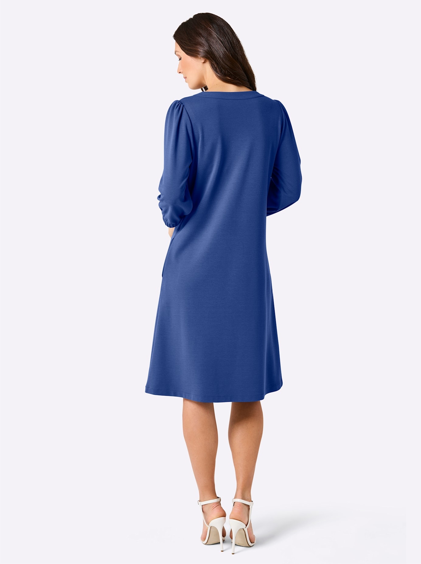 Creation L Premium Robe Mélange Soie Viscose Bleu Royal 36 2