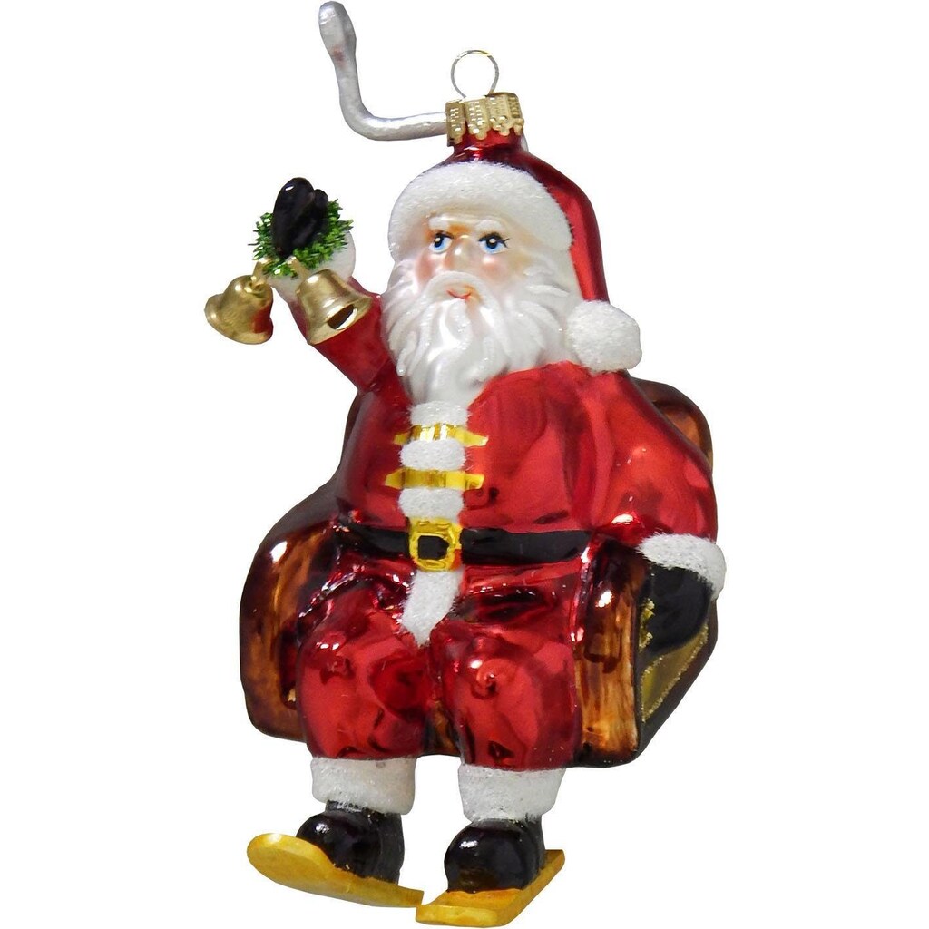 Krebs Glas Lauscha Christbaumschmuck »Weihnachtsmann im Sessellift, Weihnachtsdeko rot, Christbaumschmuck«, (1 tlg.)