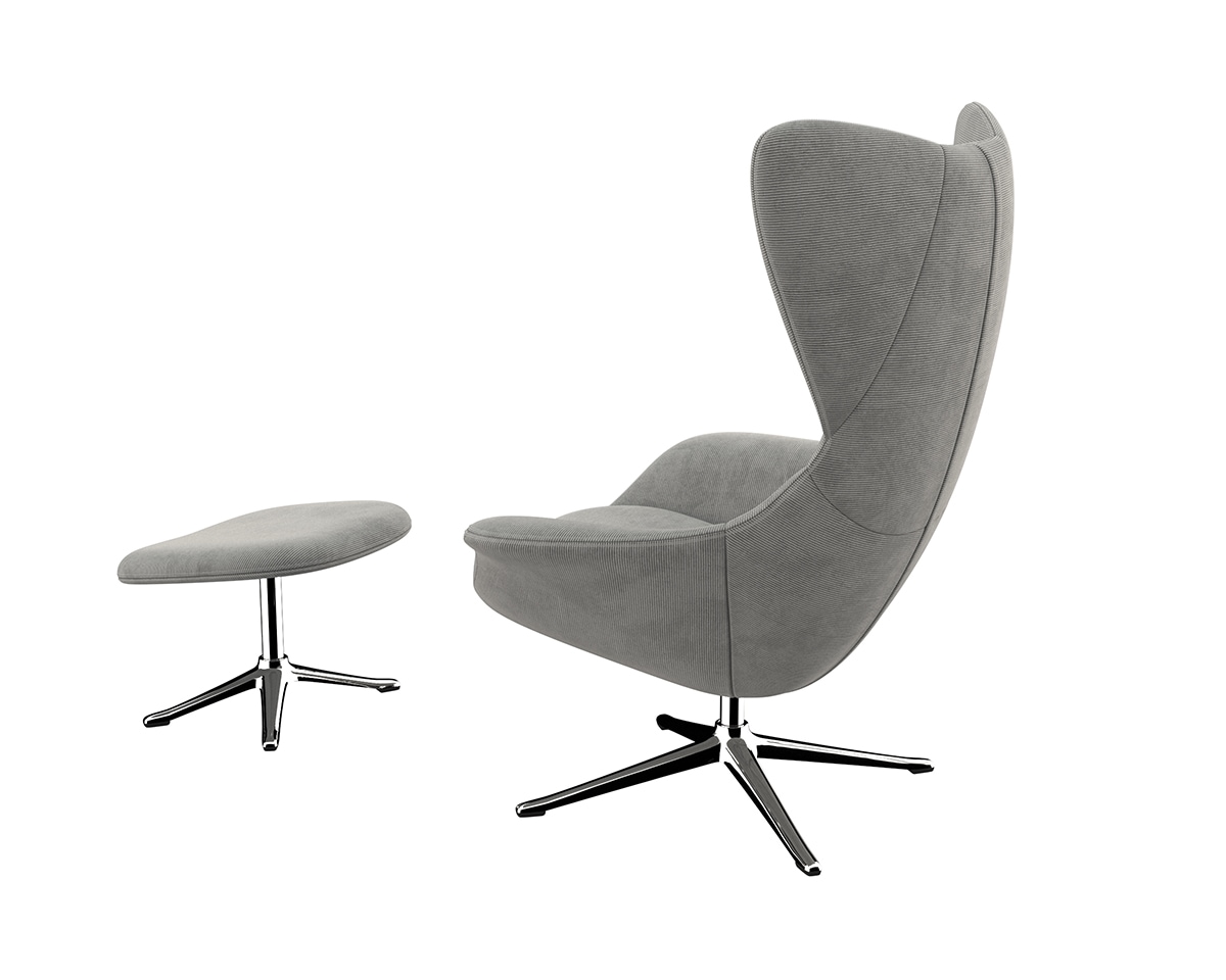 FLEXLUX Polsterhocker »Stilo Fußstütze, für Beinauflage zur besseren Entspannung,«, Fuß Aluminium, Fußhocker für Drehsessel