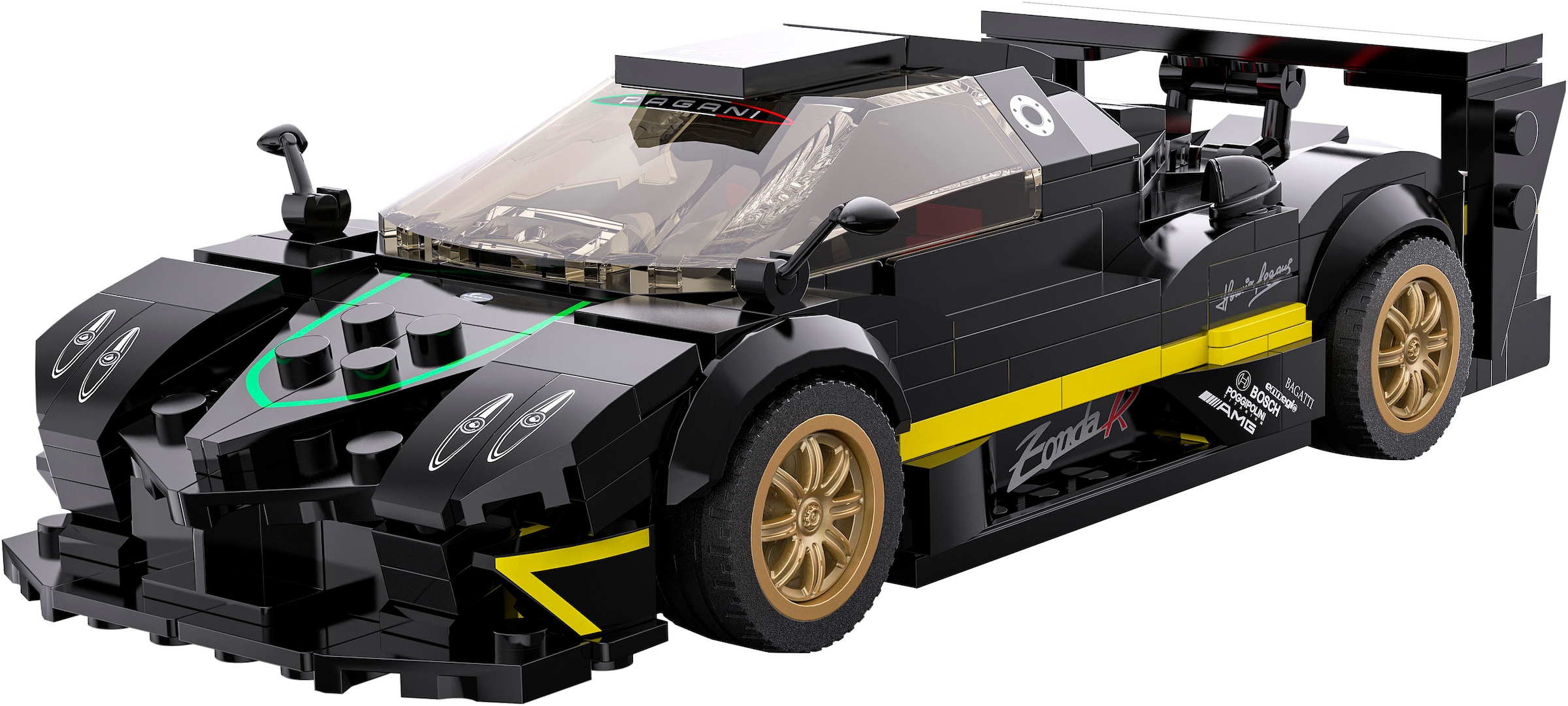 Jamara Konstruktions-Spielset »Pagani Zonda R 1:28 schwarz Bricks«, (387 St.), im Maßstab 1:28, offiziell lizensiert