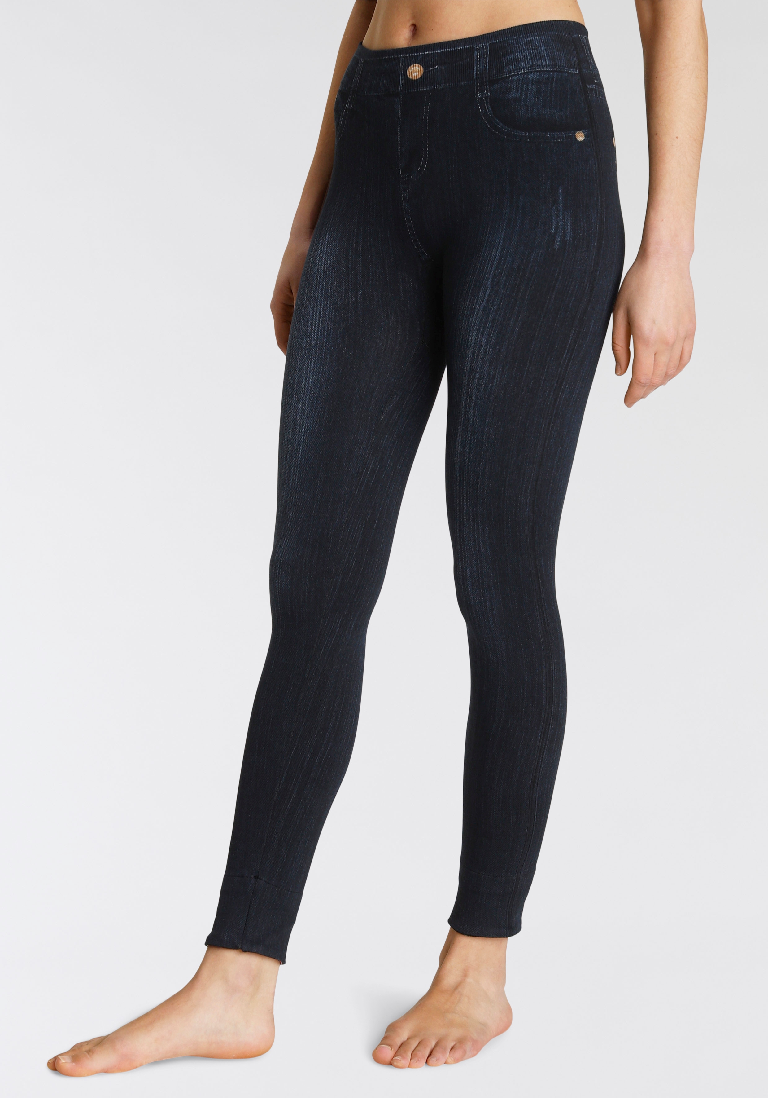 Buffalo Jeansleggings in Denim-Look mit bunten Umschlagbündchen, Jeggings