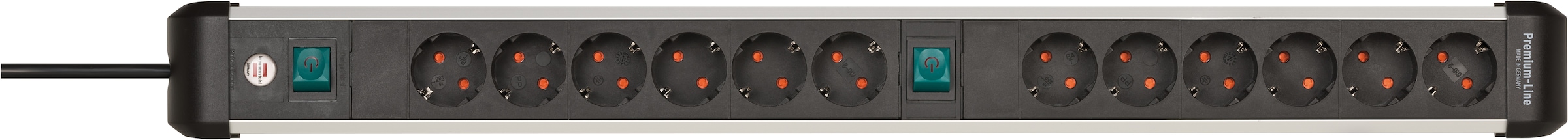 BRENNENSTUHL Steckdosenleiste "Premium-Alu-Line", 3m, schwarz, Werkstatt, Steckdosenleisten, mit 2 Schaltern