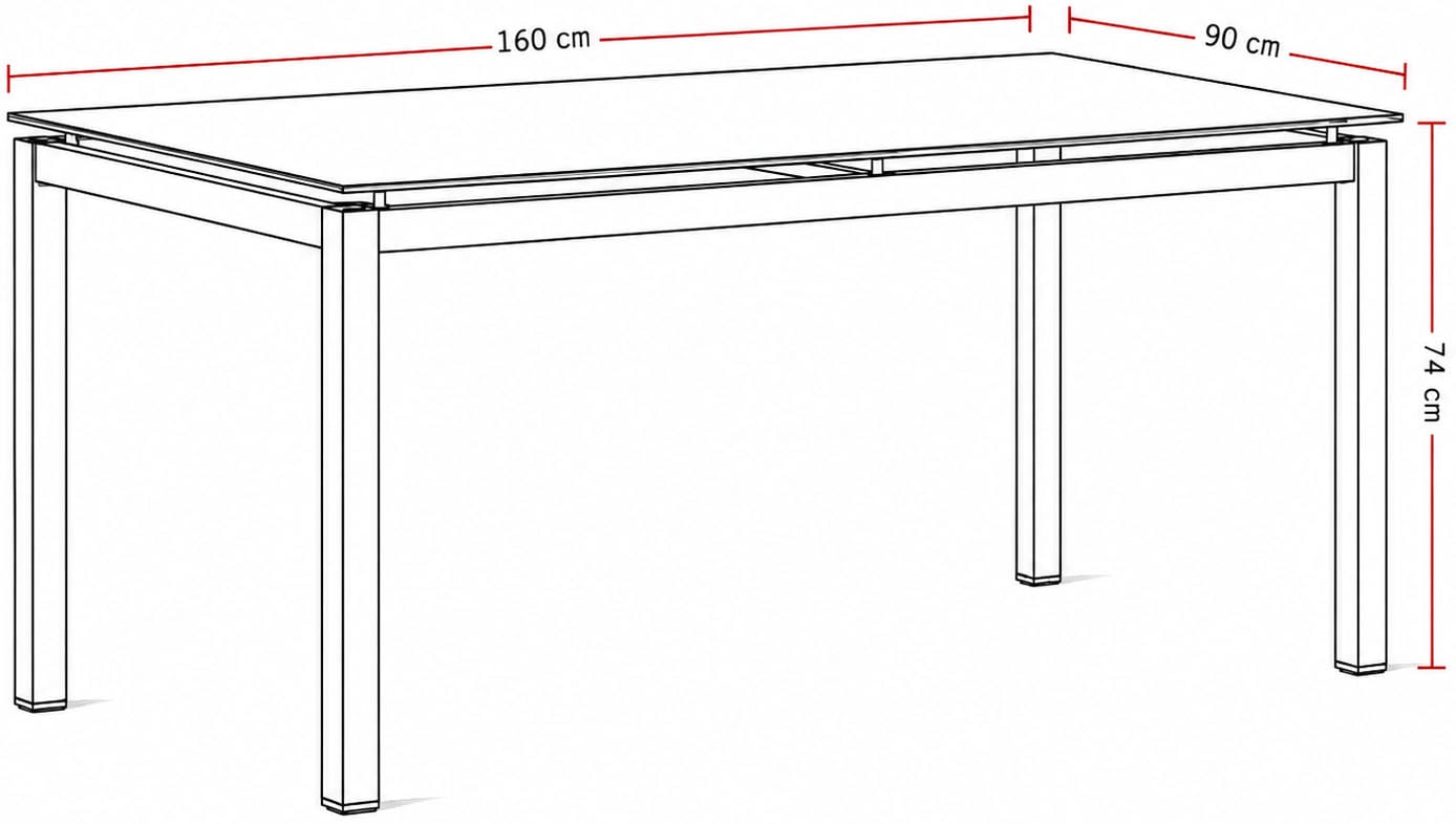 Destiny Garten-Essgruppe »MOLINO CREMONA 4 Se + Tisch 160x90cm, anthrazit« Set,  Aluminium, Rope, Tischplatte: Glas mit Keramiküberzug