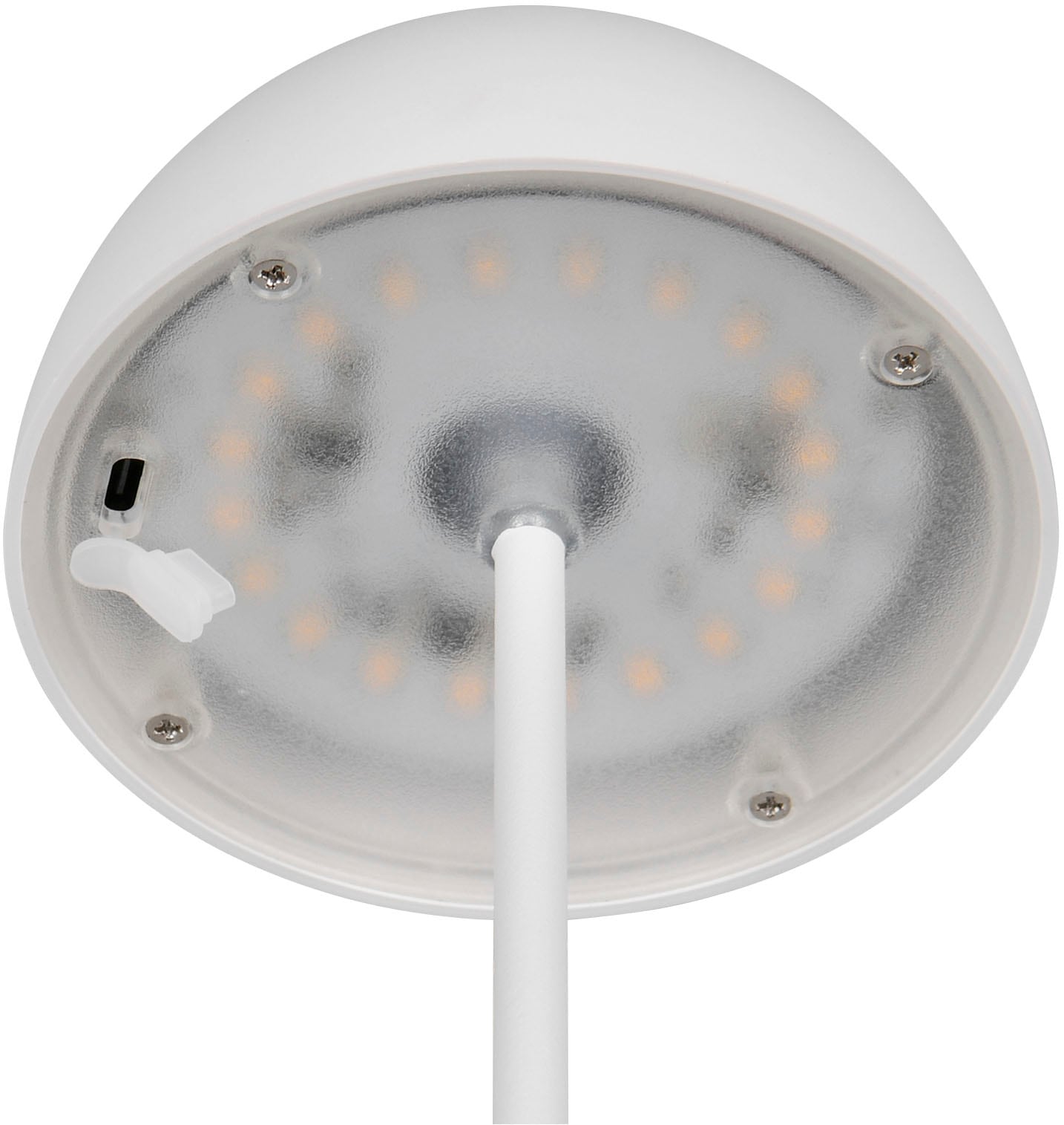 REALITY Leuchten LED Tischleuchte »ORTIZ, Outdoor Akku Tischleuchte in Pilzform, IP44, Touchdimmer USB-C«, 1 flammig, Leuchtmittel LED-Board | LED fest integriert, Memoryfunktion für Dimmstufe, Garten Tischlampe Akku 3h Laufzeit