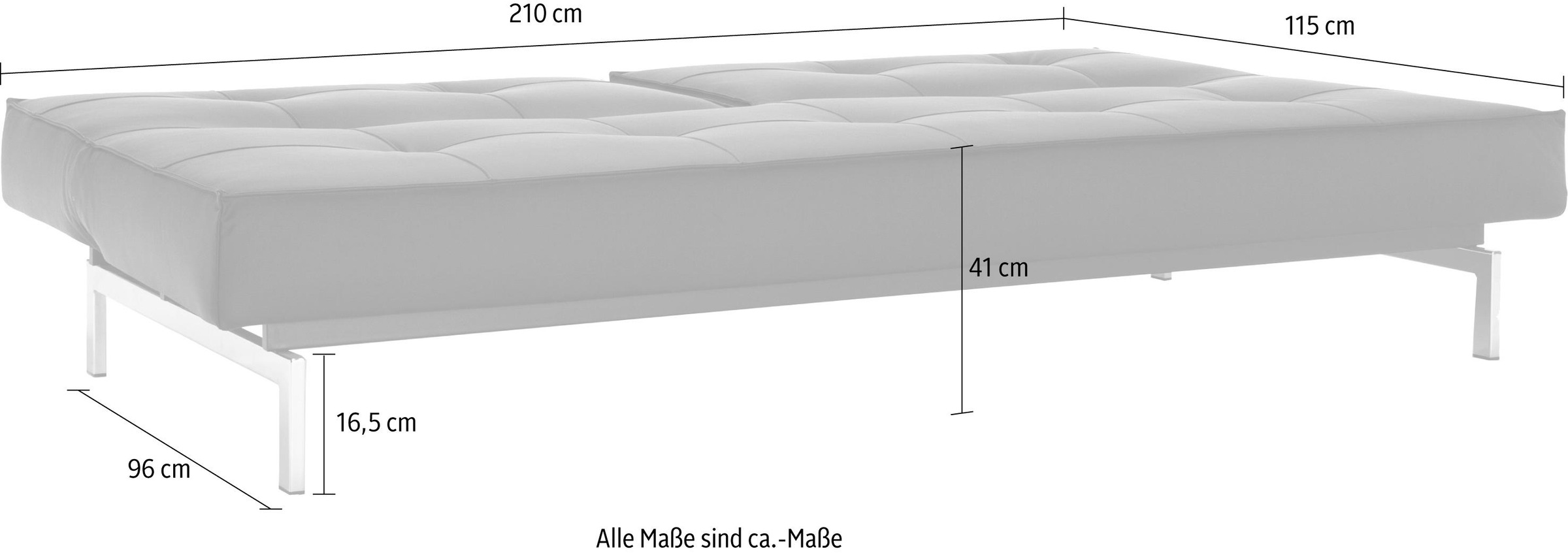 INNOVATION LIVING ™ Schlafsofa chromglänzenden kaufen in | skandinavischen mit Beinen, Design BAUR »Splitback«