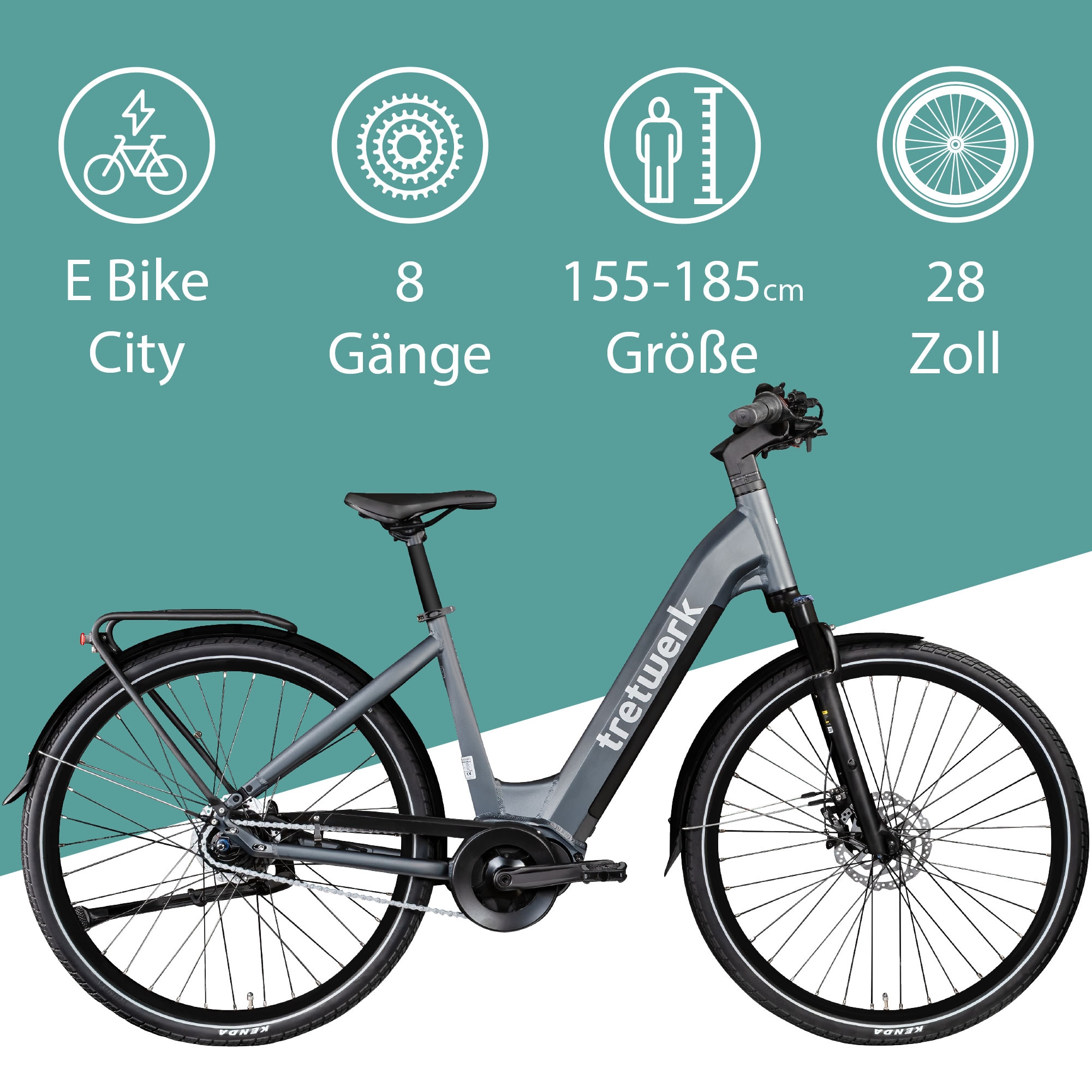 Tretwerk E-Bike »Amber Nexus«, 8 Gang, Mittelmotor 250 W, Tretwerk Amber Nexus E Bike Damen 28 Zoll Elektrofahrrad 155 - 185cm