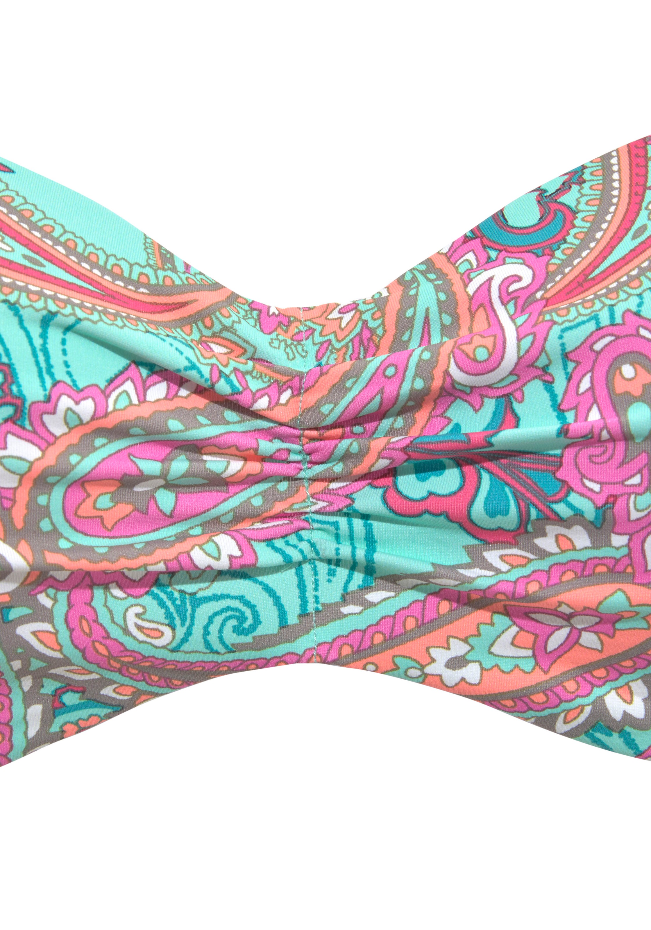 Bügel-Bandeau-Bikini-Top VENICE BEACH "Paislee", Damen, Gr. 42, Cup D, grün (mint, bedruckt), Recycling-Polyamid, Paisleymuster, bedruckt, Bikini-Oberteile, bedruckt, wattierte Cups, seitliche Stäbchen, abnehmbare Träger 3