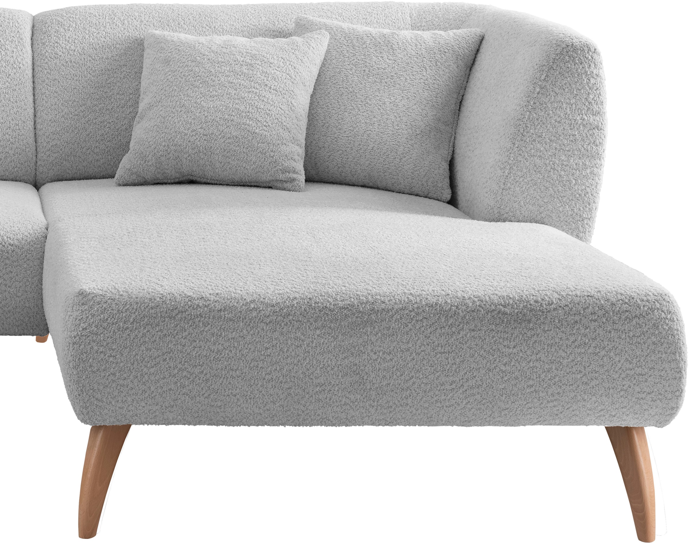 INOSIGN Ecksofa »Colori L-Form«, Holzfußfarbe wählbar, inkl. 4x Zierkissen