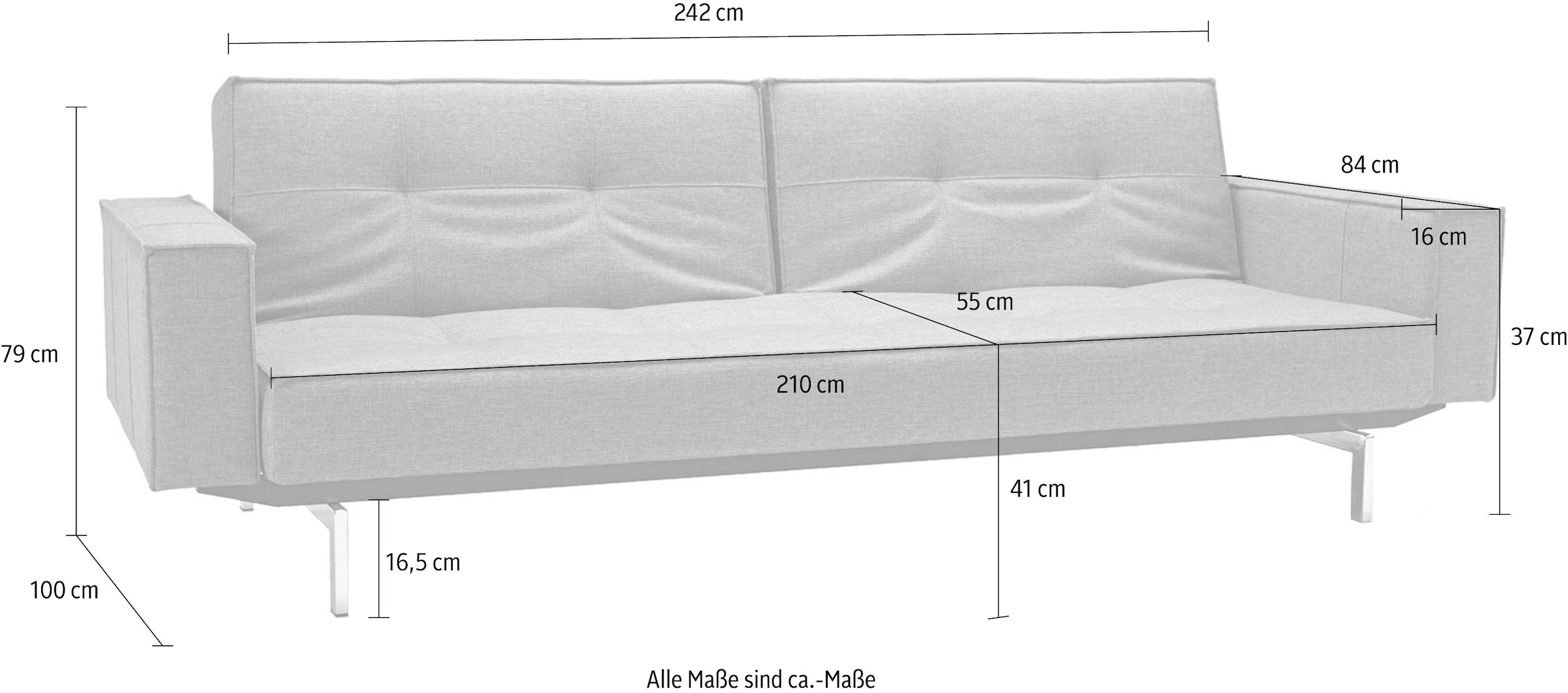 | mit Armlehne Sofa Design ™ skandinavischen und BAUR INNOVATION chromglänzenden Beinen, LIVING in »Splitback«,