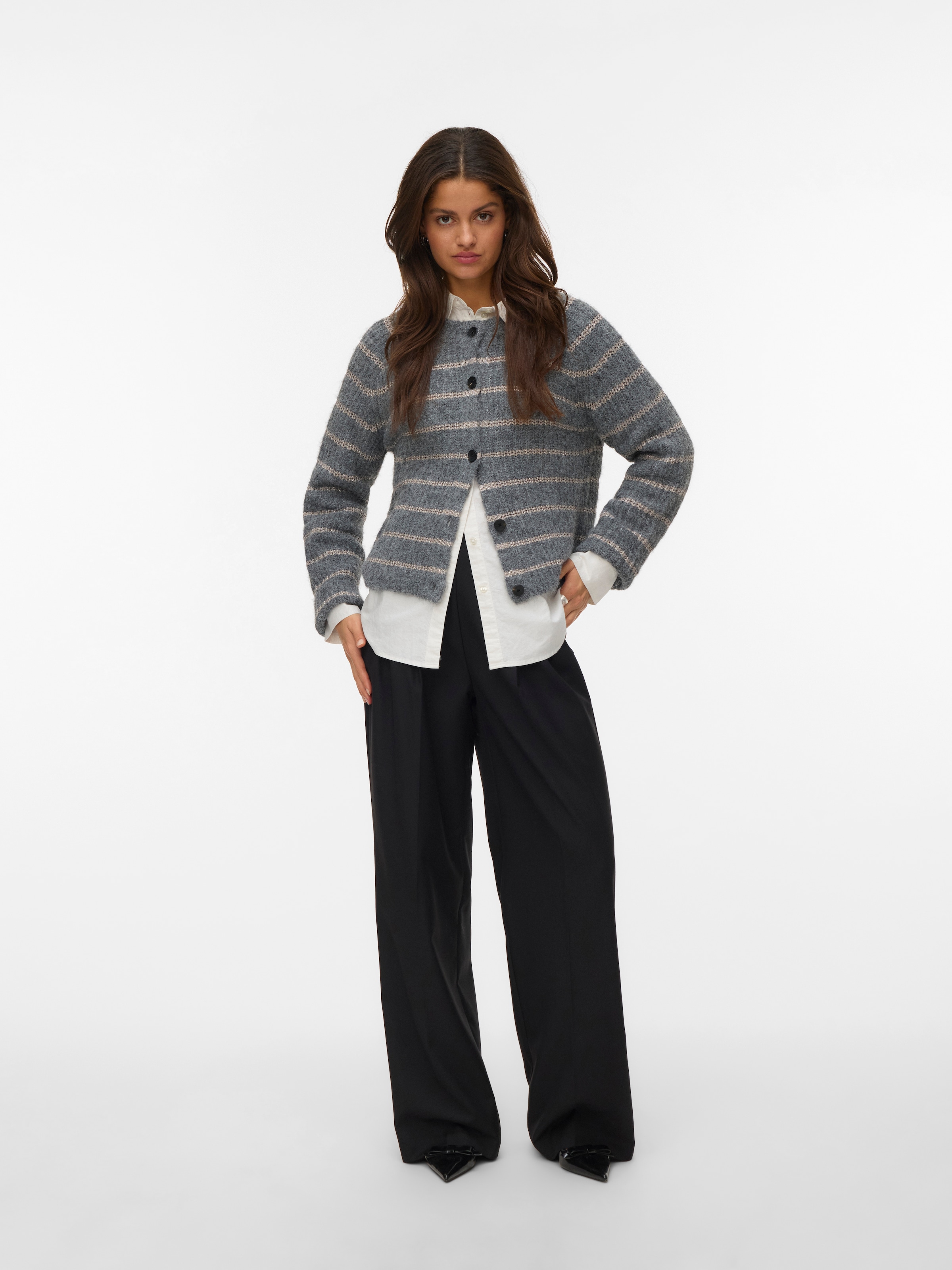 Vero Moda Strickjacke »VMAWESOME SHINE LS O-NCK STRIPE CARD BOO«