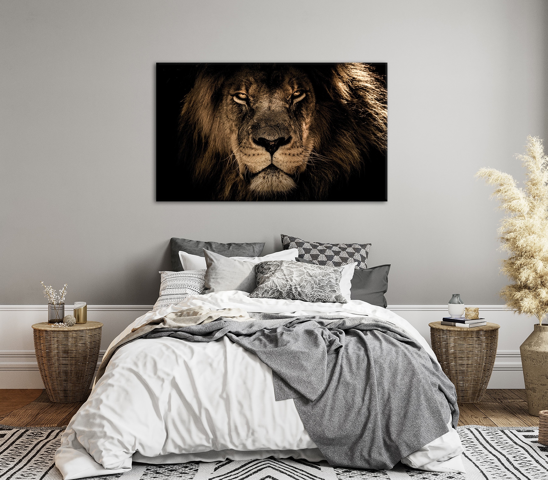 Bönninghoff Leinwandbild »Wandbild LÖWENKOPF XXL 90x150 cm – Leinwandbild Keilrahmen Deko modern« Löwe | Löwen | Wildtiere 1 Stk. tlg. auf Keilrahmen gespannt