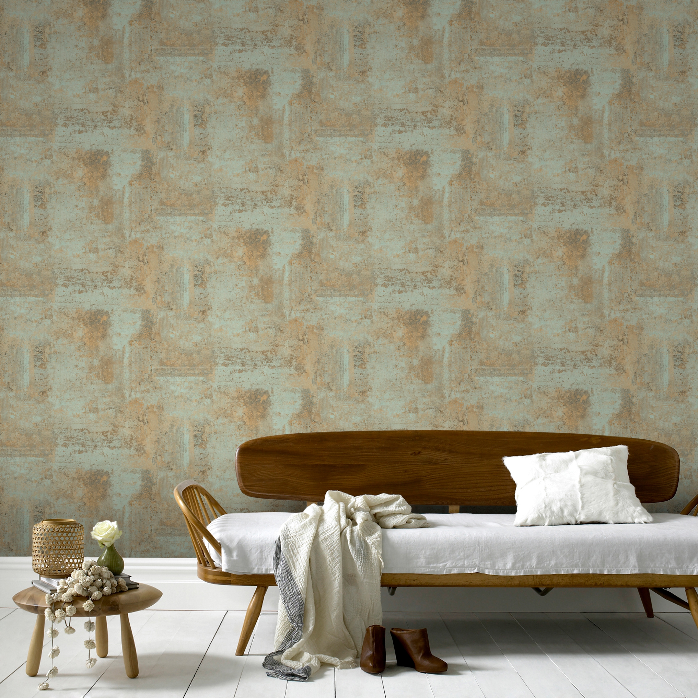 WOW Vliestapete "Luxery Beton", B/L: 0,52m x 10,05m, blau, Wohnzimmer, Tapeten, Luxuriös Beton grün10mx52 cm