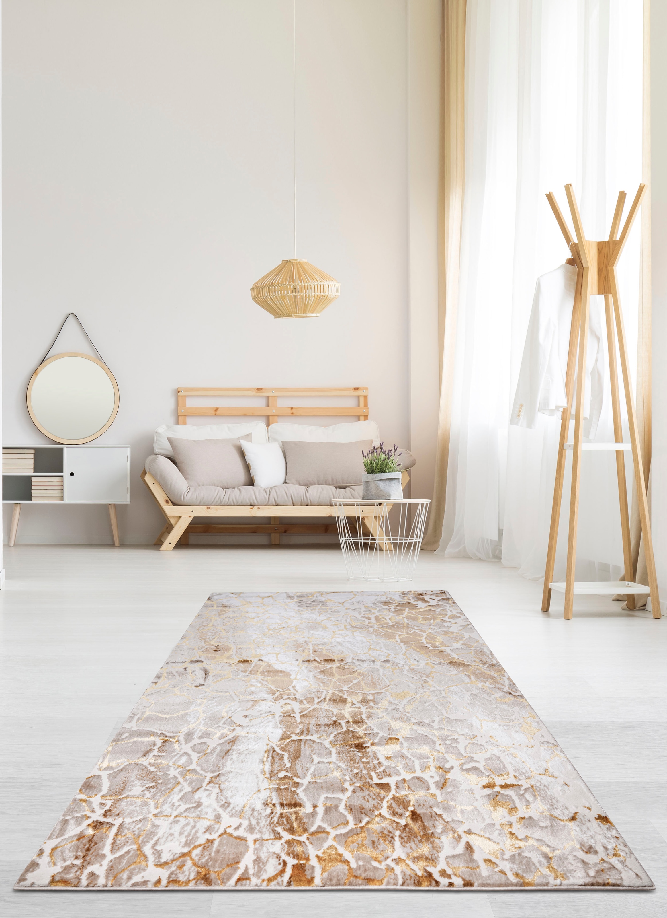 Akzenten Design, rechteckig, Teppich modernes Marmor-Optik, in Teppiche BAUR »Sander«, mit Leonique | goldfarbenen