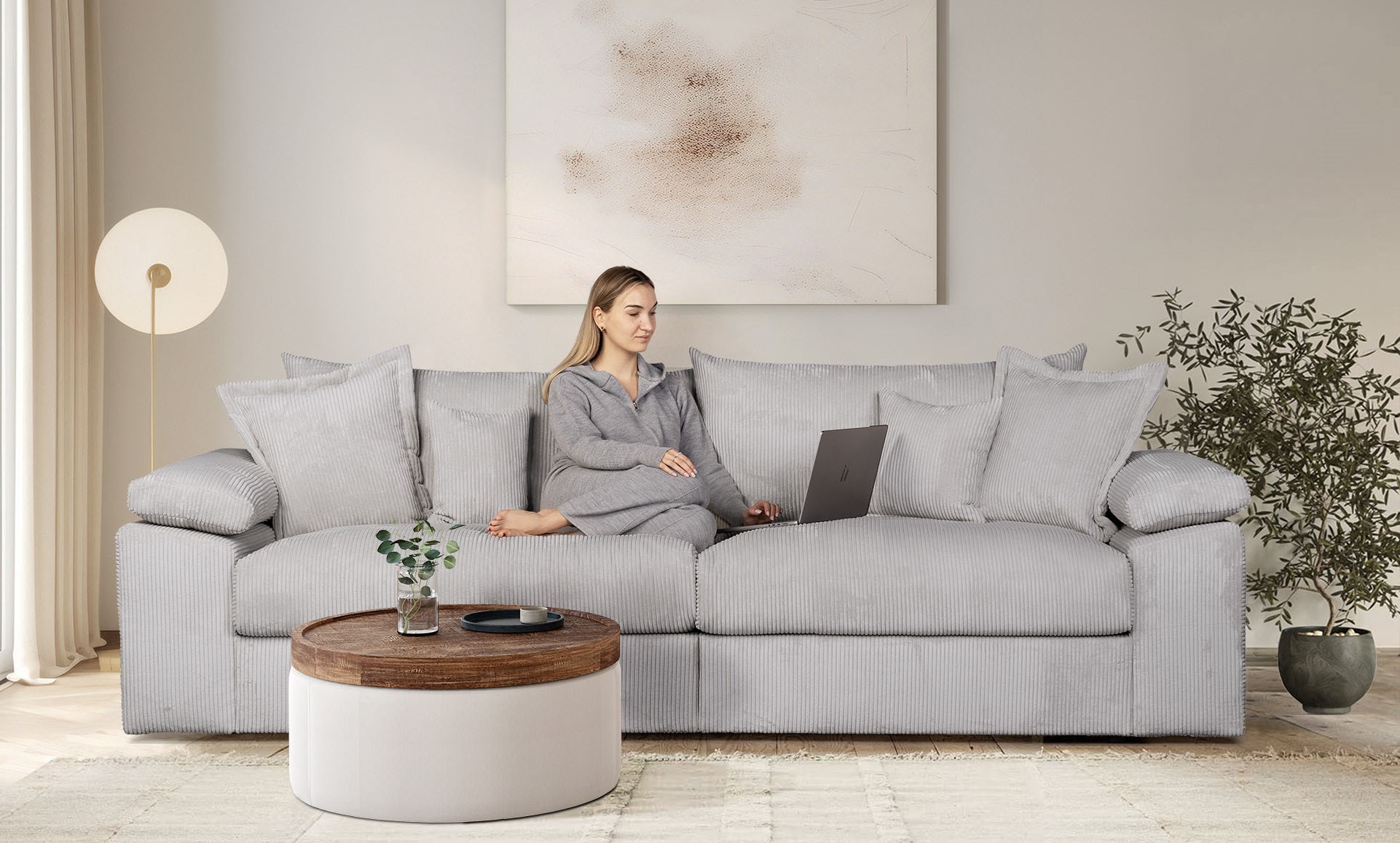 OTTO home "Soft&Cosy XL, B: 246 cm - OTTO. Verlässliche Qualität." Mega-Sofa, Cord oder Chenille-Struktur, mit Federkern & 4 Zierkissen