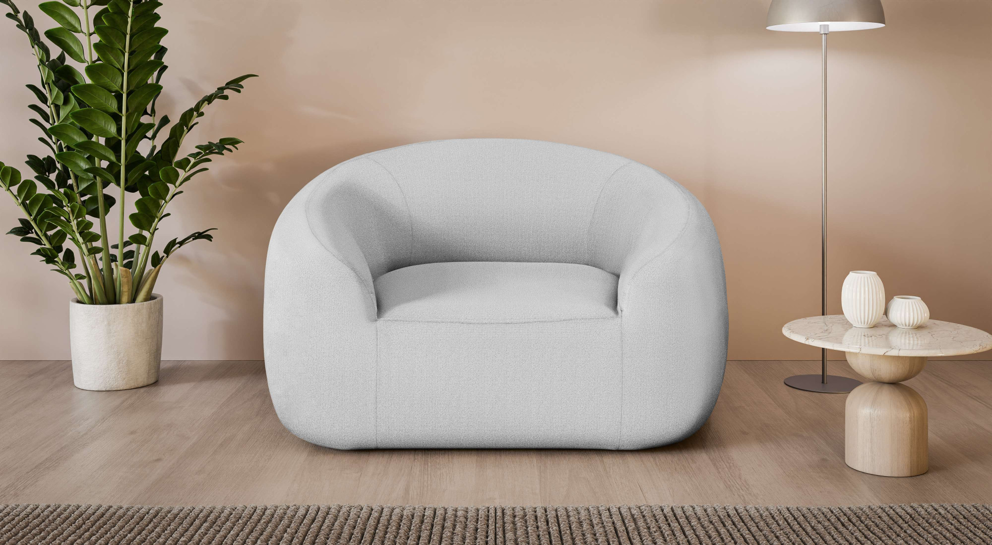 LeGer Home by Lena Gercke Sessel "YANI Relaxsessel, Loungesessel, Maße B/T/H: 127/96/76 cm" organische Form, mit Wellenunterfederung, auch in Bouclé