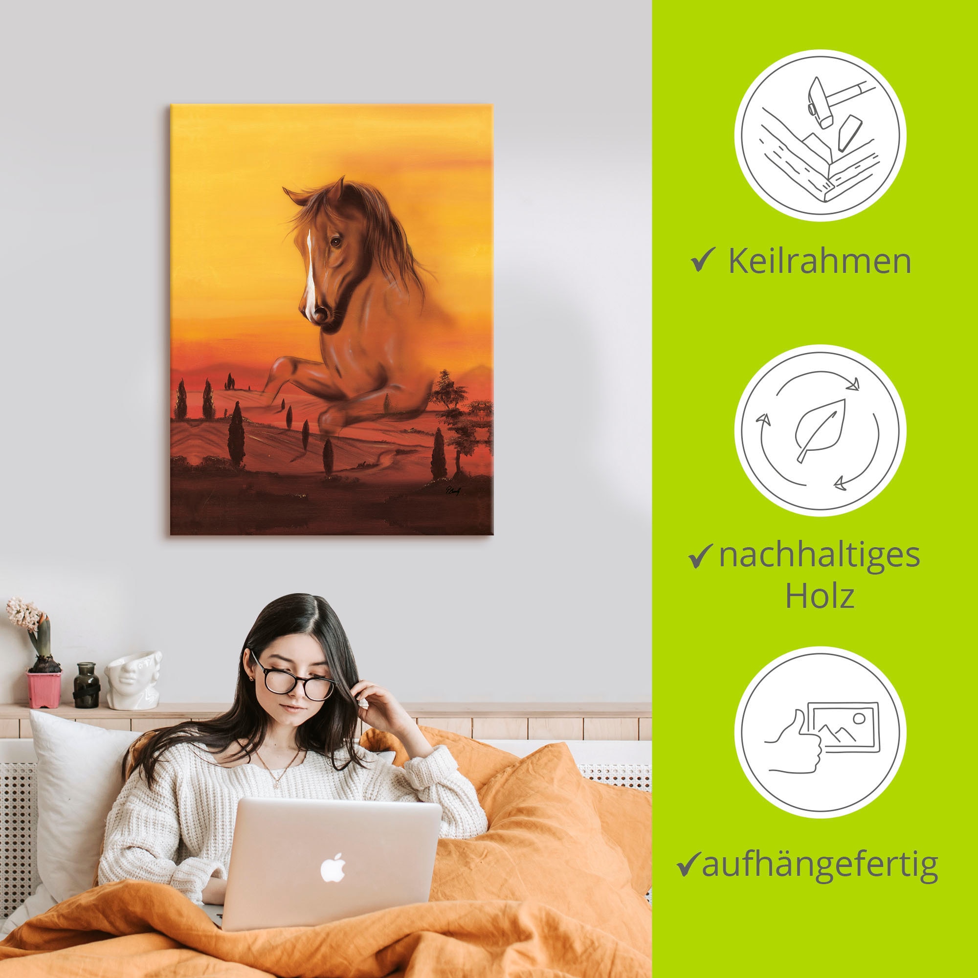 Artland Wandbild »Wildpferd II«, Pferdebilder, (1 St.), als Alubild, Leinwandbild, Wandaufkleber oder Poster in versch. Größen