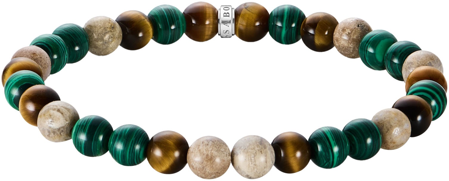 THOMAS SABO Armband »Bead Armband, A2193-468-7-L21«, mit Malachit, Tigerauge, Jaspis