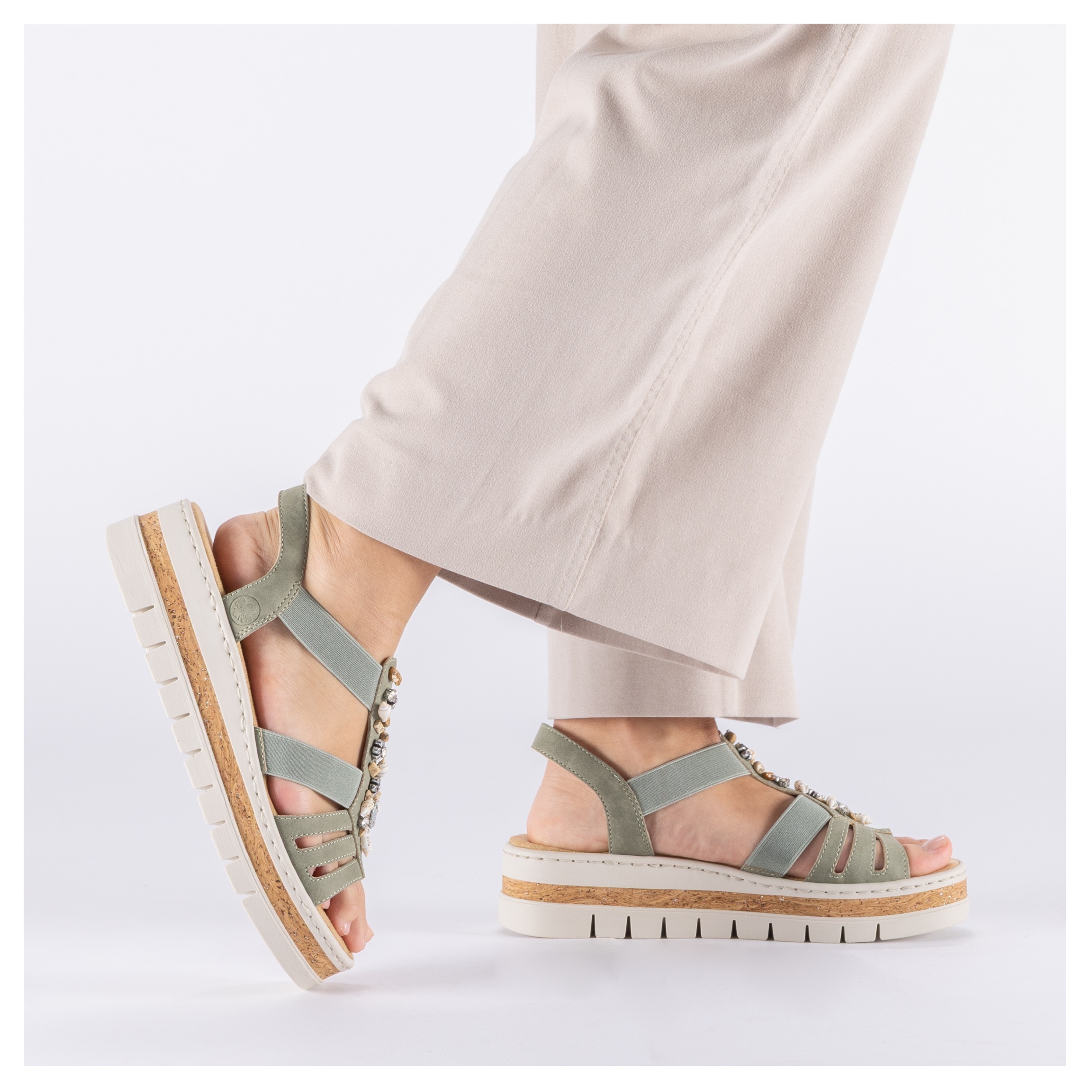 Rieker Keilsandalette  Keilsandalette, Plateausandale, Sommerschuh mit Verzierung