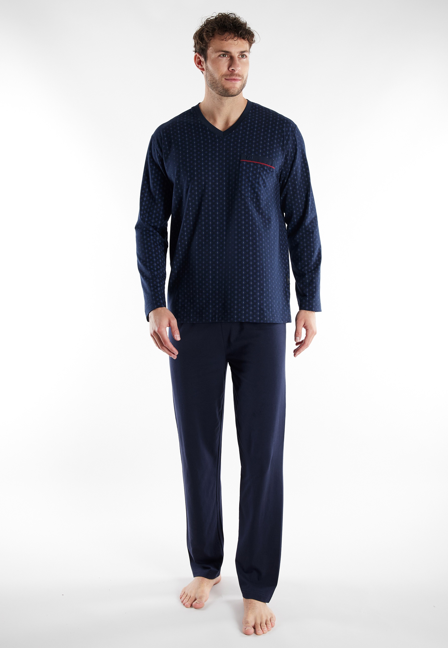 GÖTZBURG Schlafanzug "Kos" 2 Stk. tlg., mit Brusttasche, V-Ausschnitt und l günstig online kaufen