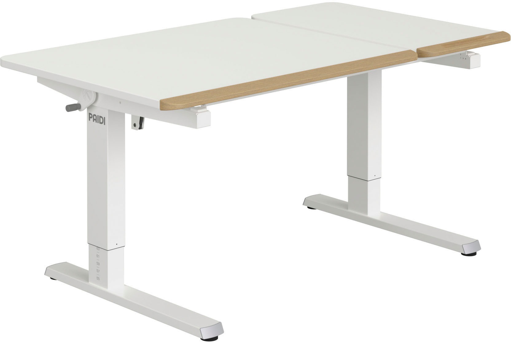 PAIDI Schreibtisch "TEENIO GT in verschiedenen Ausführungen, mitwachsend & ergonomisch" B/H/T ca. 130/53-79/75 cm, Kreideweiß, höhenverstellbarer Schülerschreibtisch, Platte bis 14 neigbar