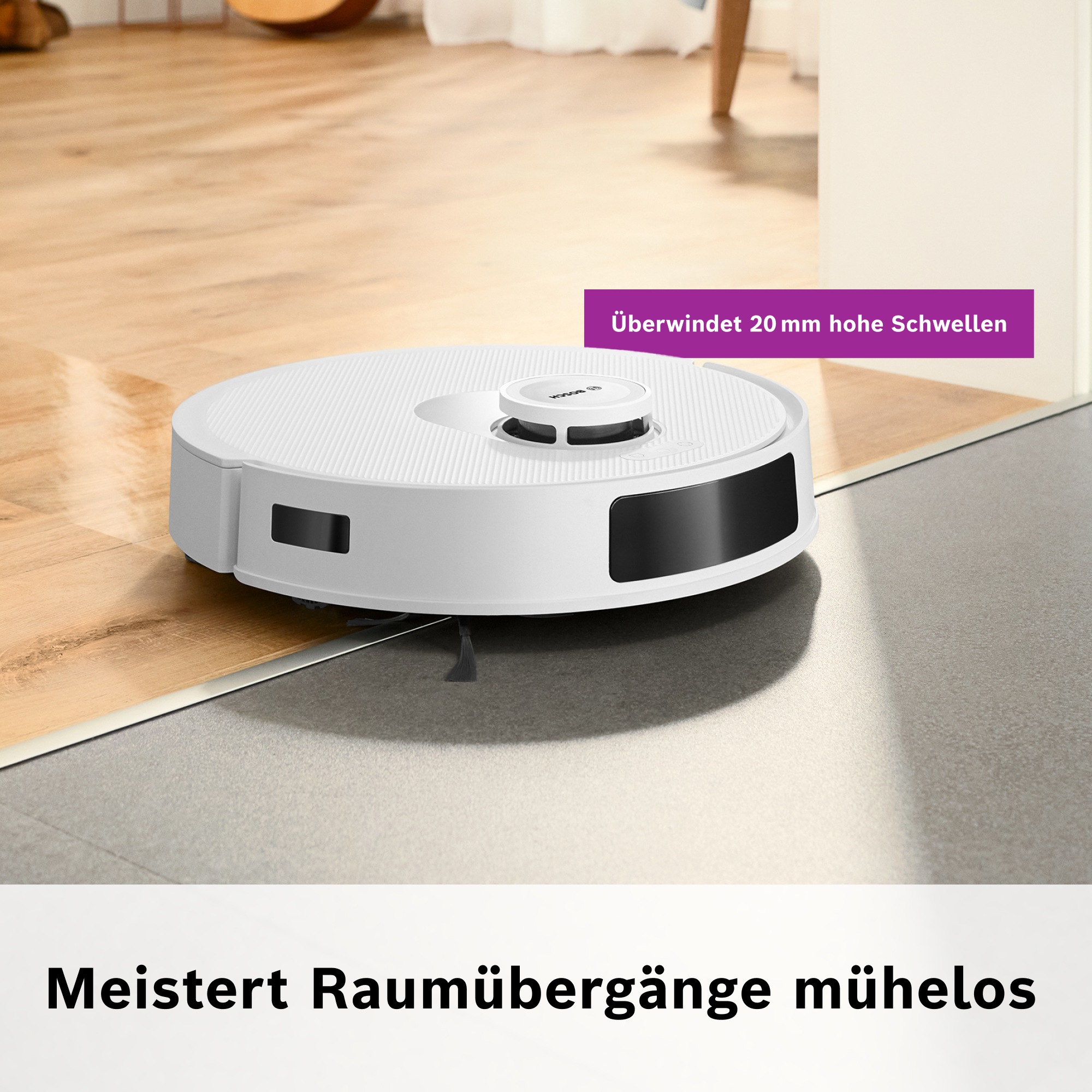 BOSCH Saugroboter »Spotless BCRC1W, Saugroboter mit Wischfunktion, 11.000 Pa Saugkraft«, Ladestation, einfache Navigation mit Infrarot-Licht, Carbon Bürste