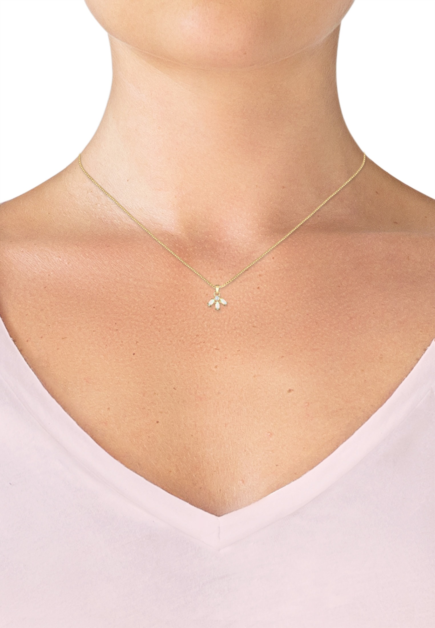 Elli Schmuckset »Box Chain Kette Creolen Opal Zirkonia 925 Silber«