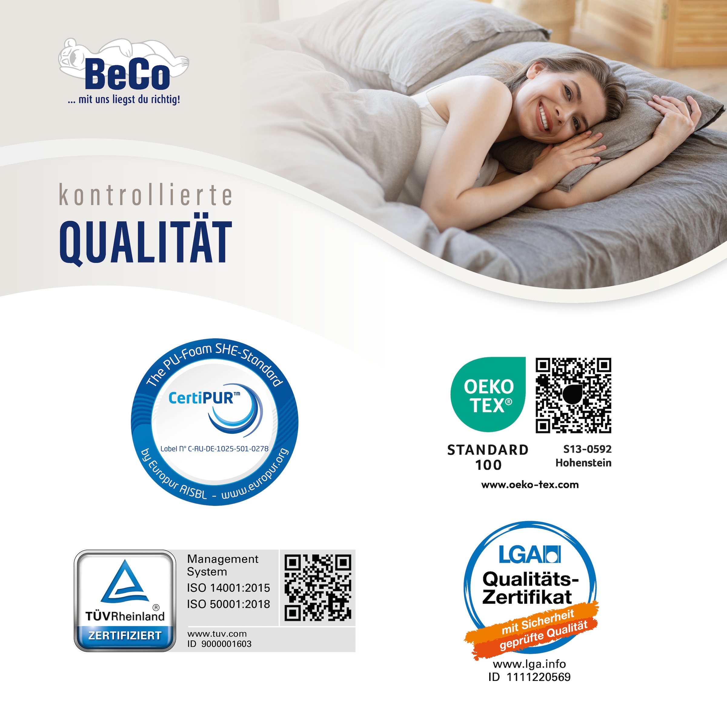 Beco Taschenfederkernmatratze »Feel Like Latex TWIN - GOLD, Matratze 90x200 cm, 140x200 cm und mehr« 22 cm hoch 500 Federn 1 Stk. tlg. Premium-Hybridmatratze für besten Schlafkomfort, atmungsaktiv