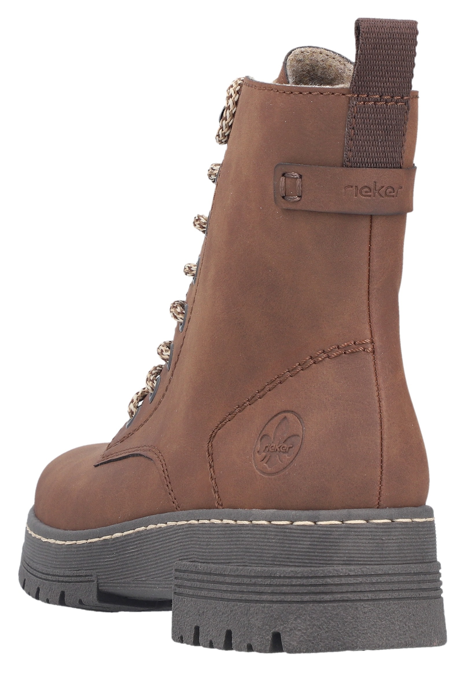 Rieker Schnürstiefelette, Schnürboots, Plateauboots, Profilsohle, mit Innenreißverschluss