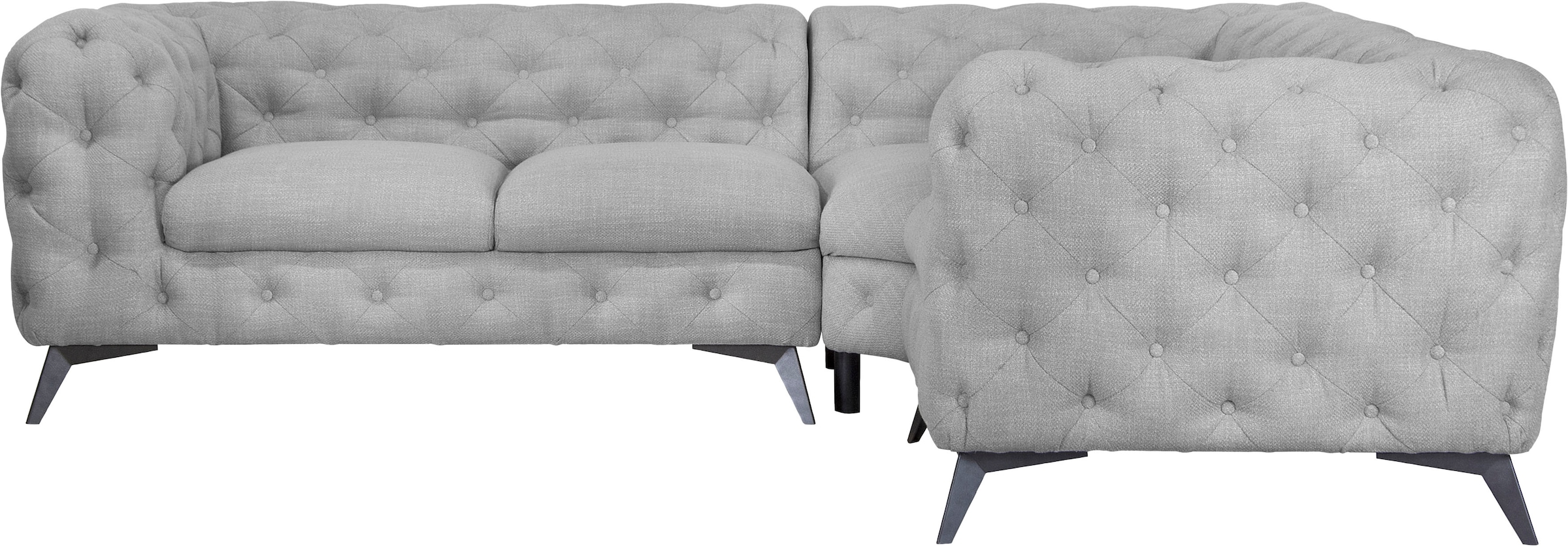 Leonique Chesterfield-Sofa "Ecksofa GLYNIS L-Form mit Wellenunterfederung, günstig online kaufen