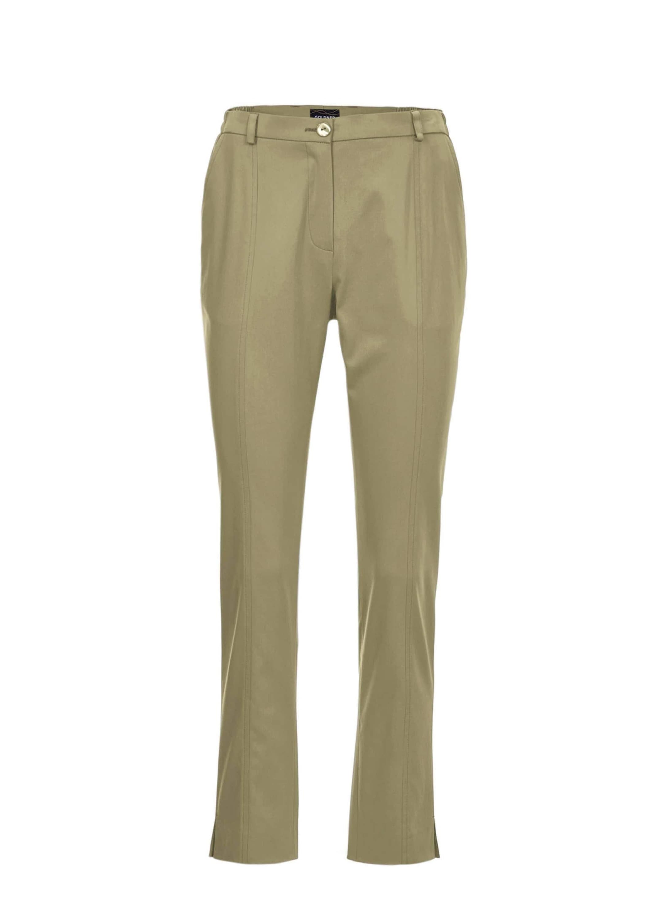 GOLDNER Stoffhose "Kurzgröße Sportive Hose Carla aus trageangenehmen Satin" perfekt sitzende und anschmiegsame Passform