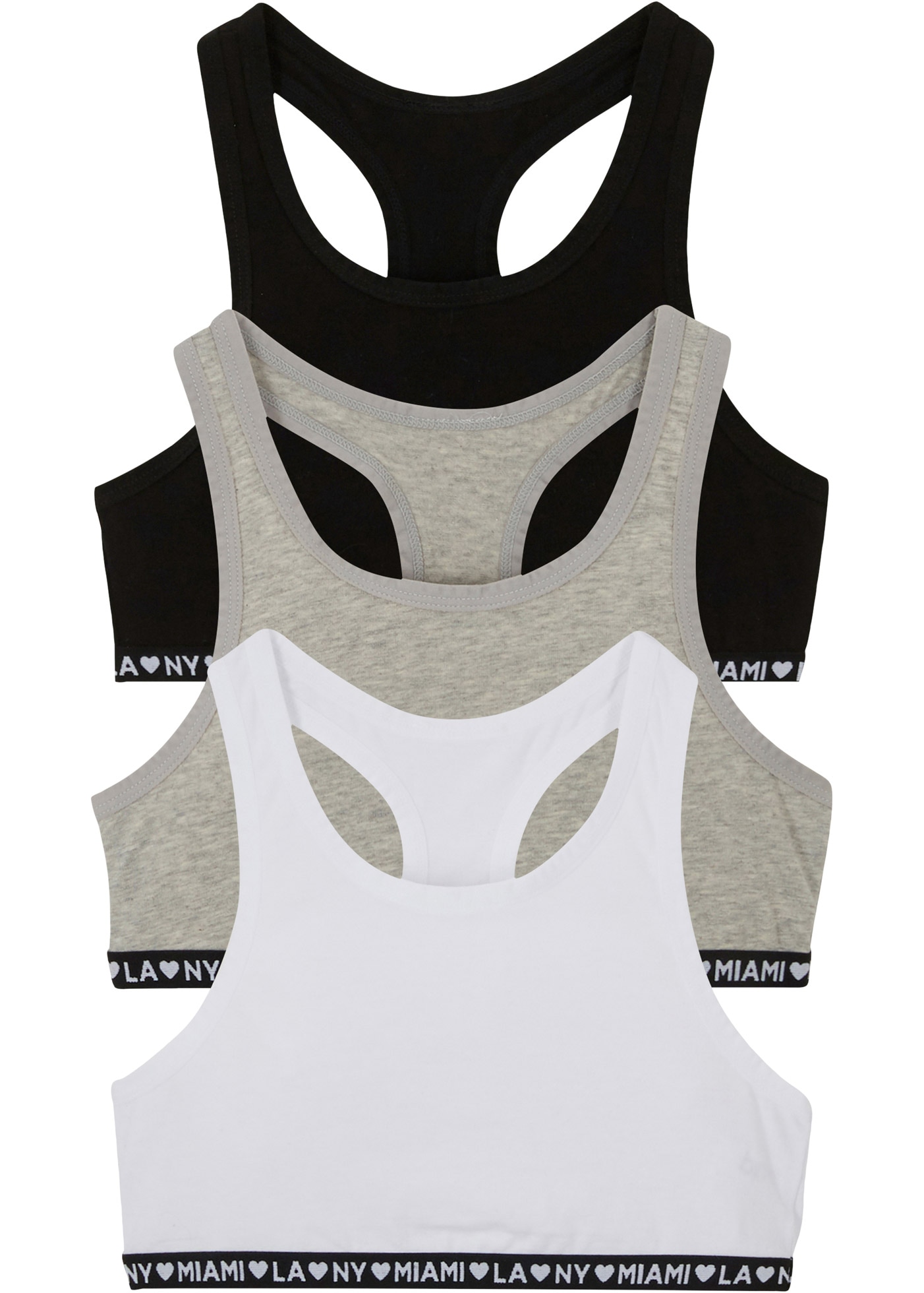 bonprix Bustier Packung, 3 Stk. mit breiten Trägern, mit breitem Gummiband unter der Brust
