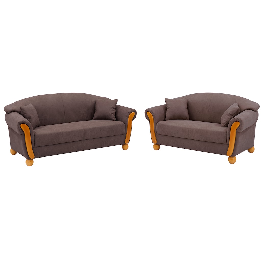 Home affaire Sofa-Set »Milano« 2-teilig, bestehend aus 2-Sitzer und 3-Sitzer Sofa inkl. Zierkissen