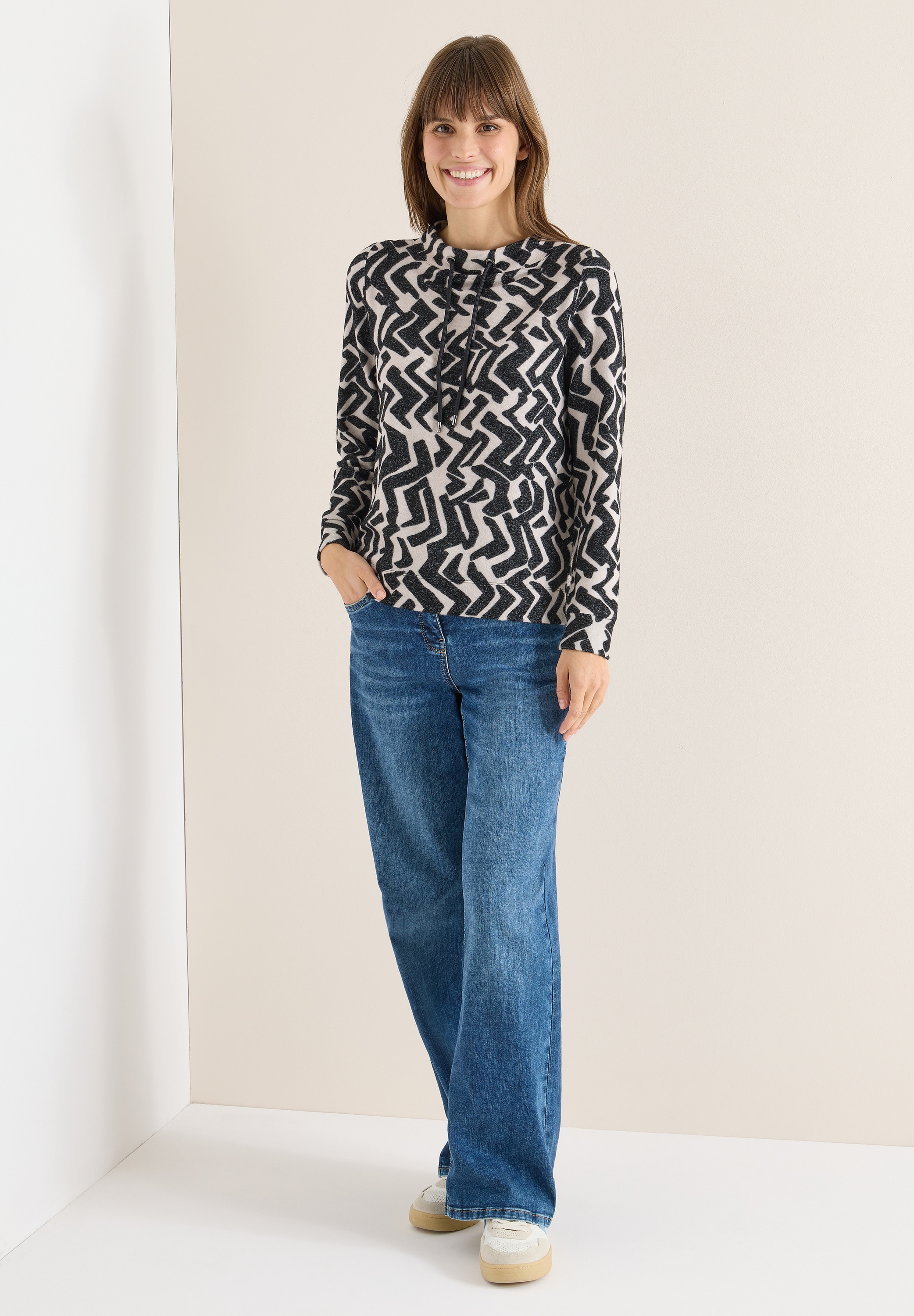 Cecil Langarmshirt mit Seitlichen Einschlitzen am Saum