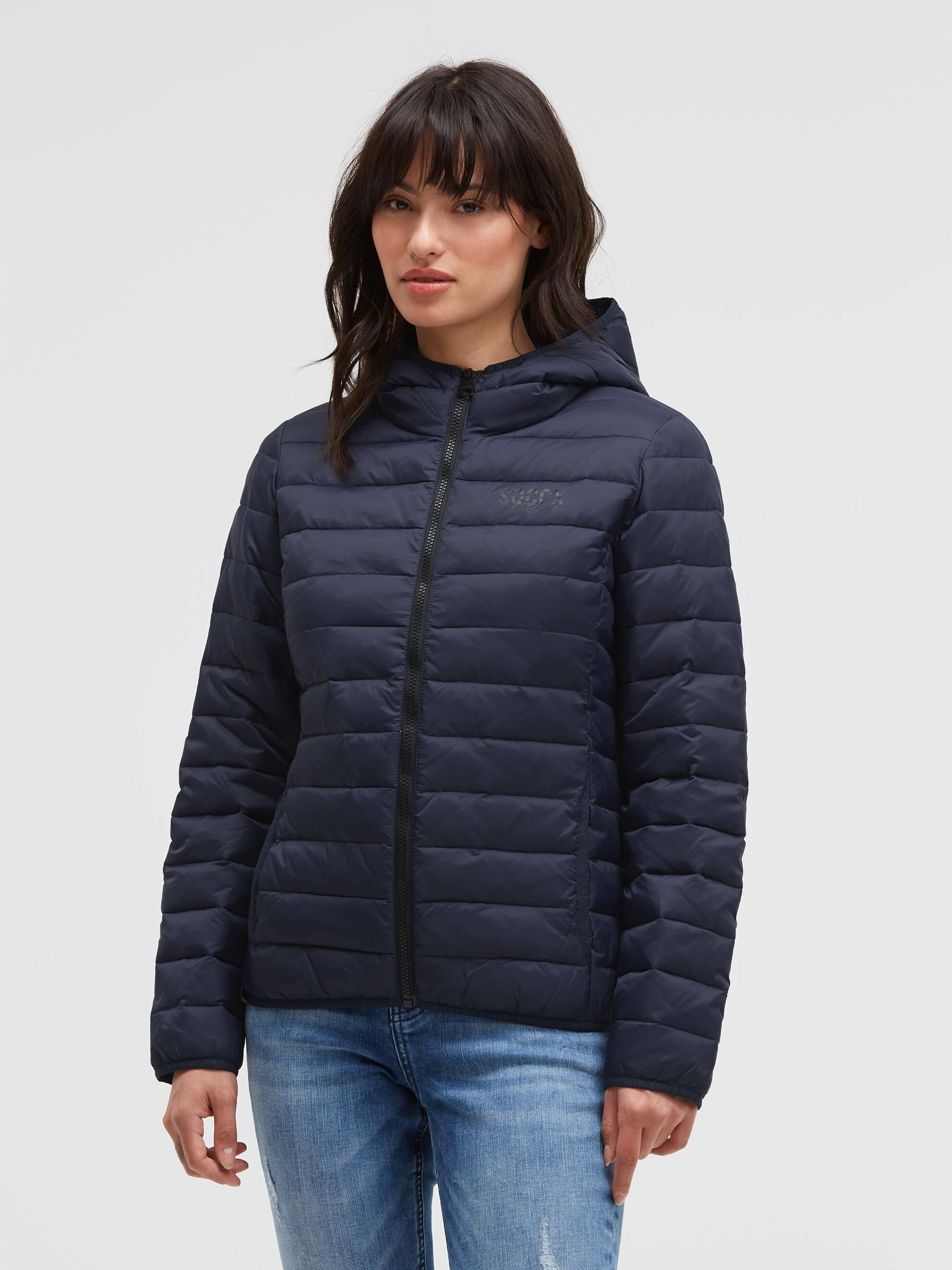 SOCCX Outdoorjacke mit Kapuze mit elastischem Saumabschluss